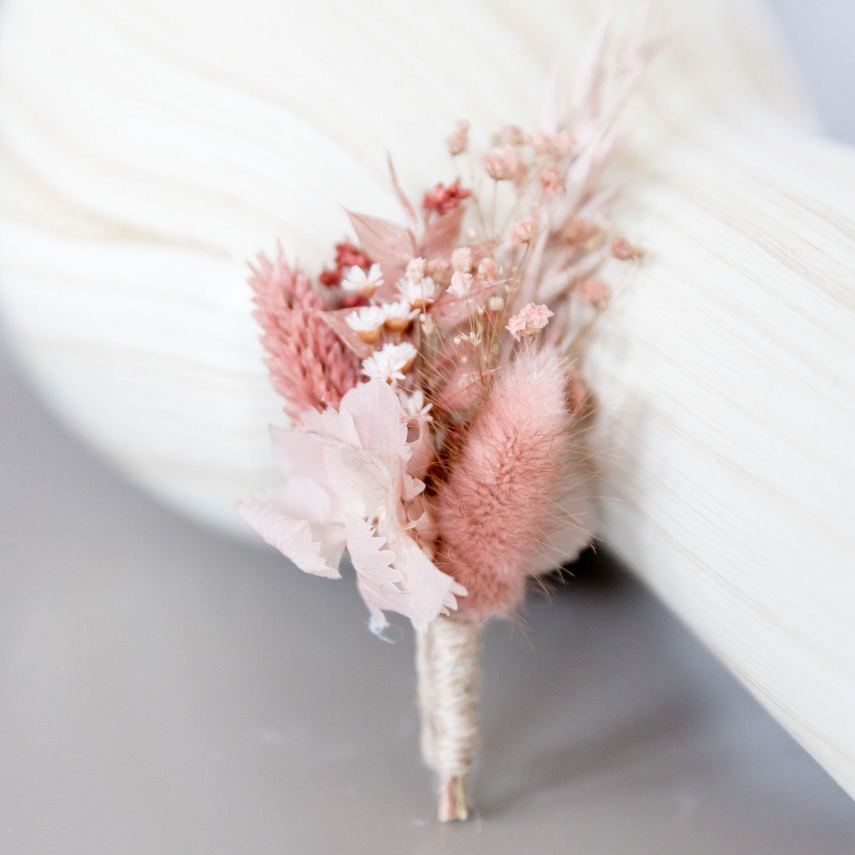 Anstecker Trockenblumen in zartem Rosa-Beige |Bräutigam, Trauzeuge