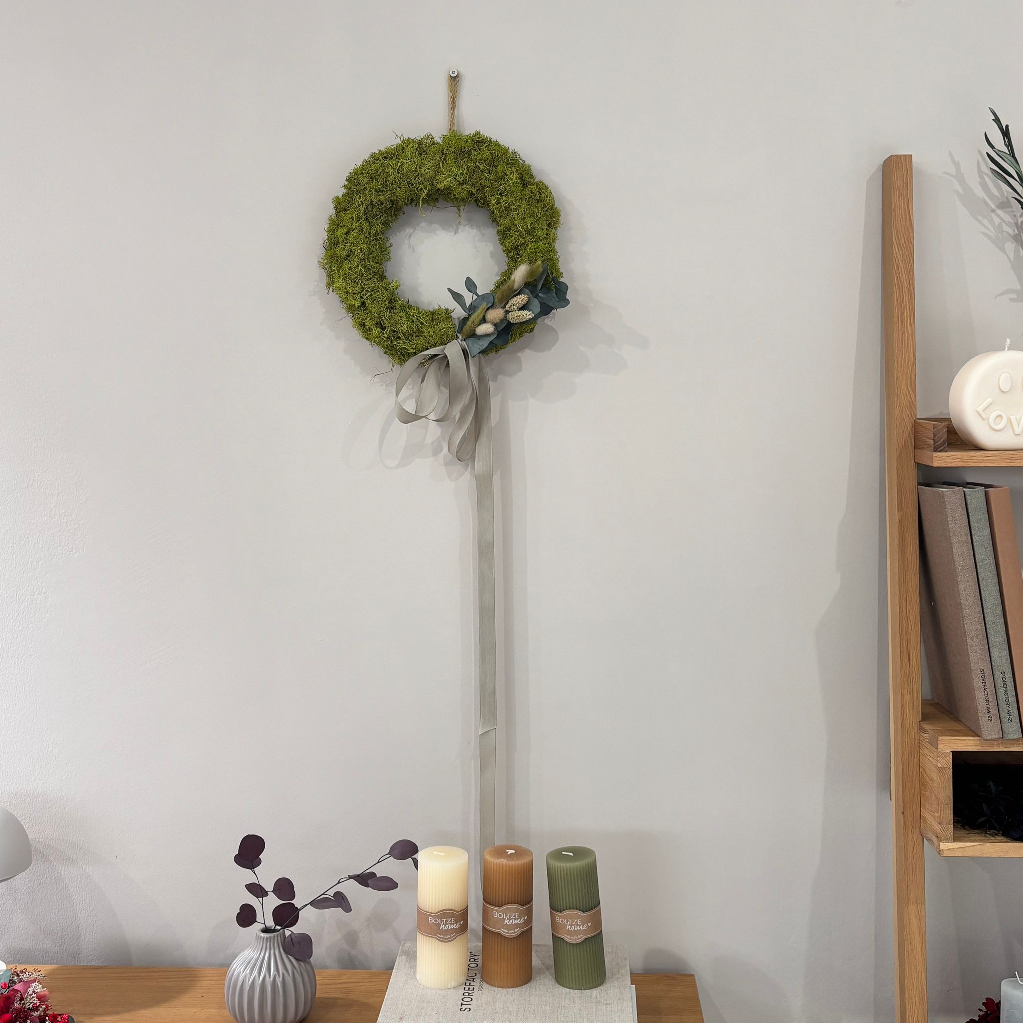 Reindeer-Moos: Isländischer Reindeermooskranz mit Gesteck grün - Lykke&You GmbH