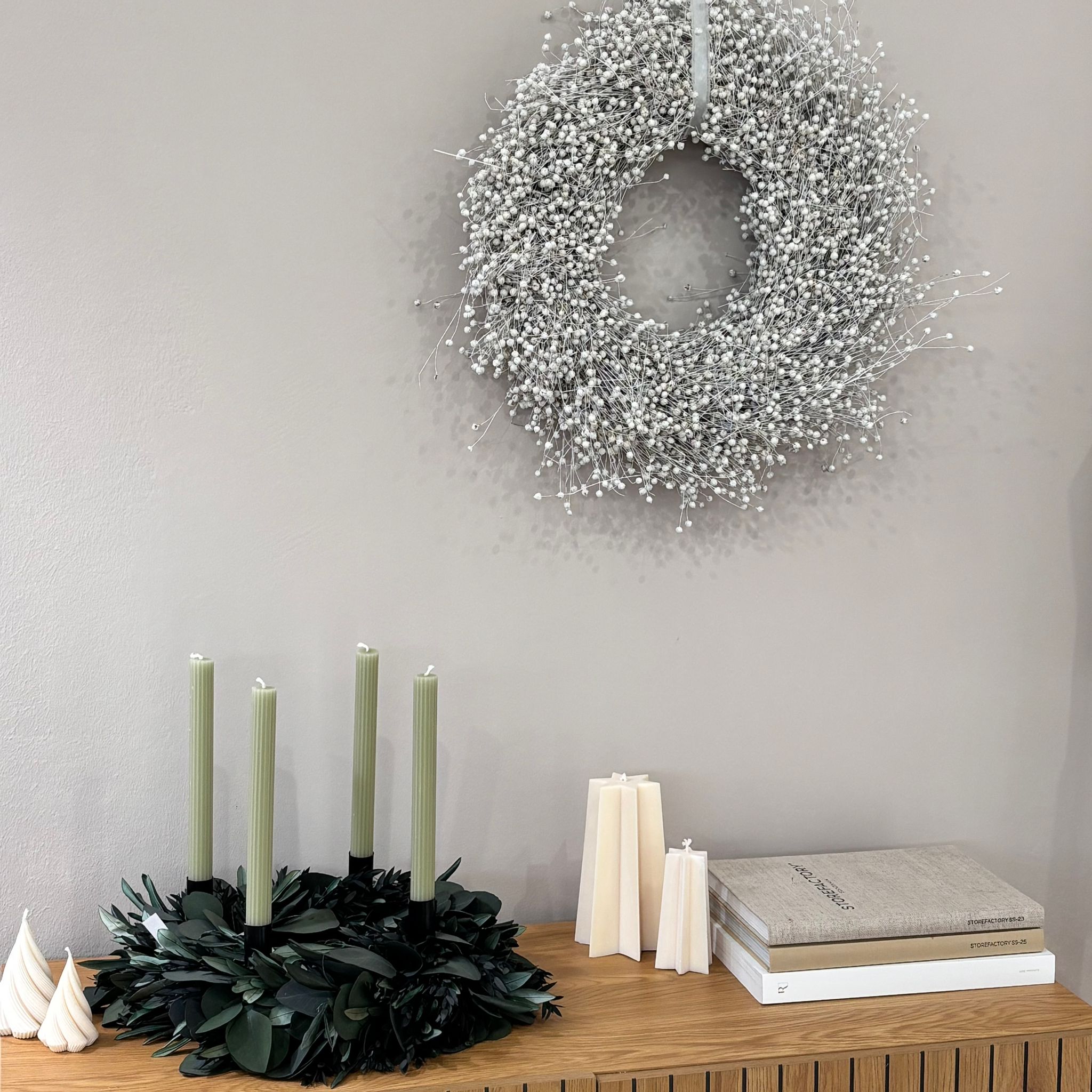 Adventskranz Trockenblumen "Eukalyptus Olive" - grün