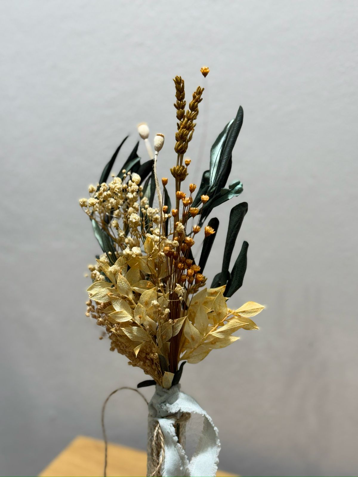 Trockenblumen Mini Strauß Olive Lavendel apricot - Outlet