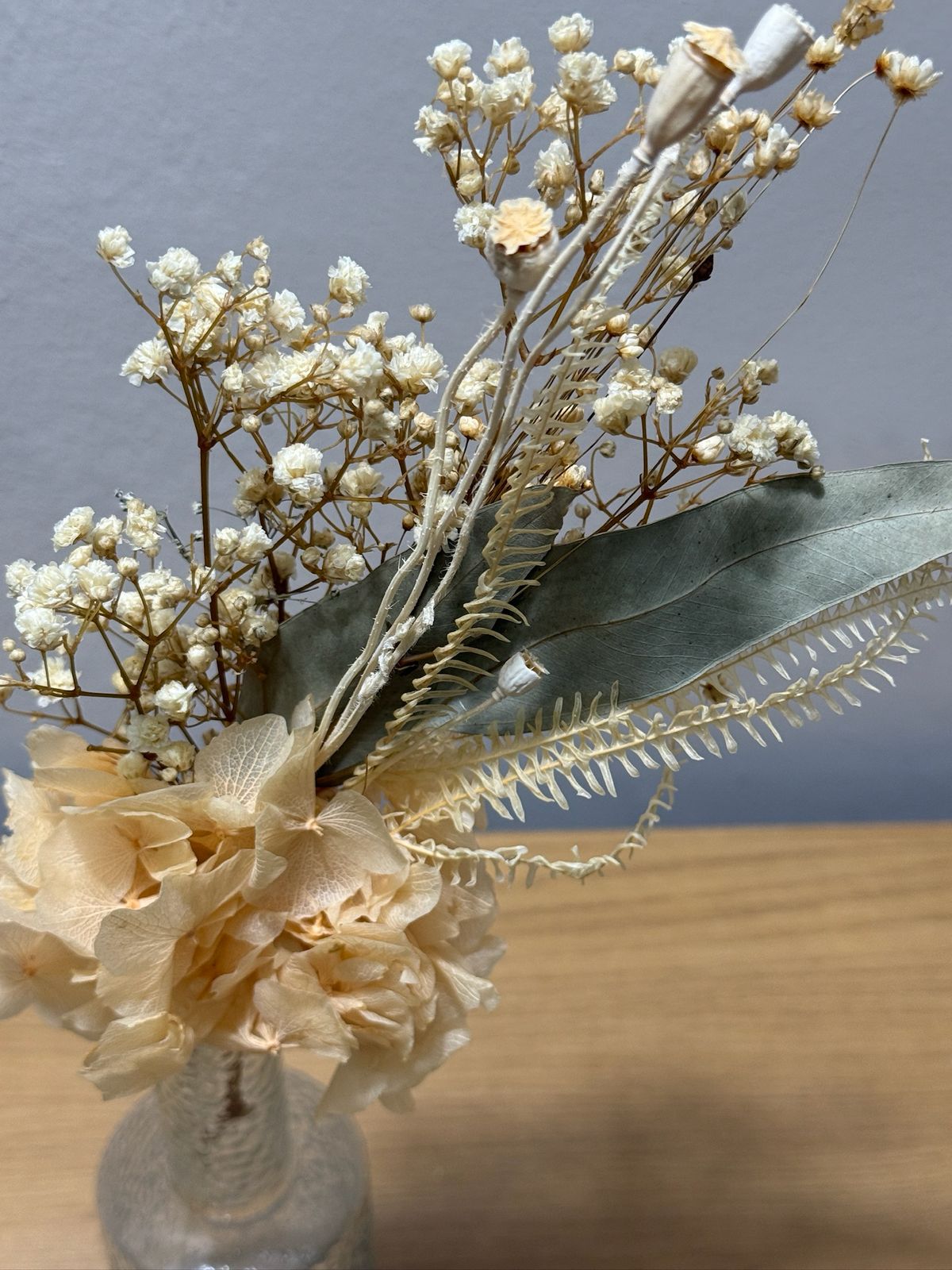 Trockenblumen Mini Strauß Hortensie Schleierkraut - Outlet