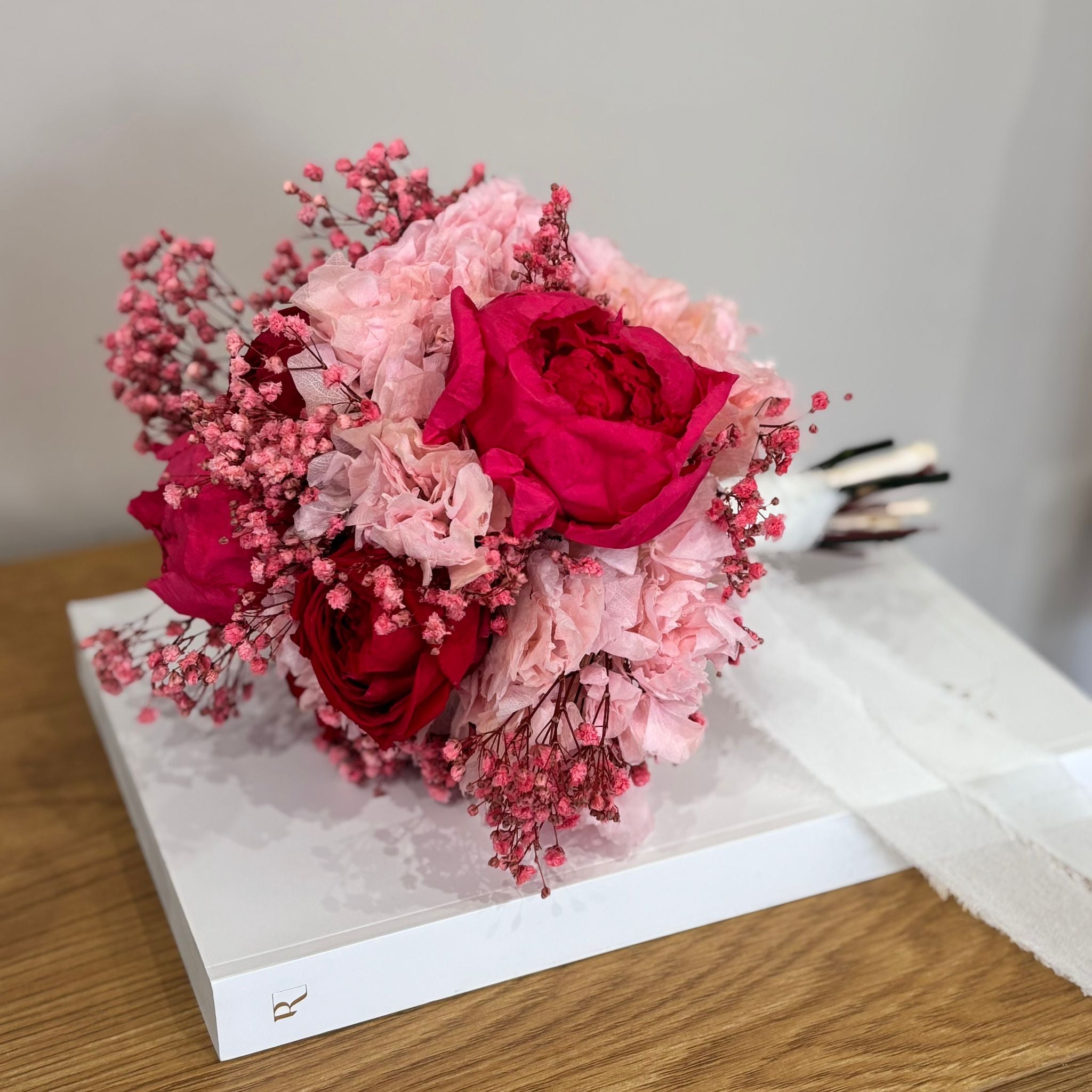 Pink LOVE: Brautstrauß Trockenblumen in pink rosa