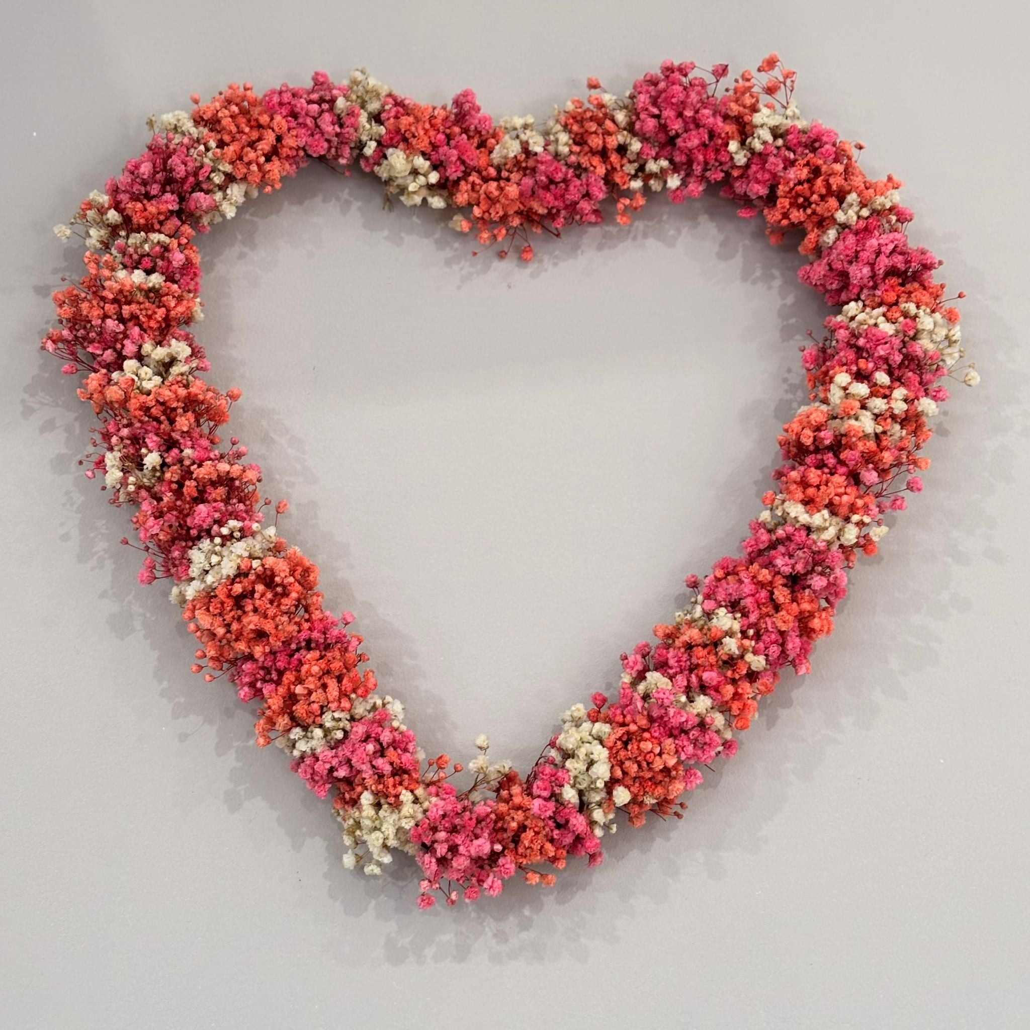 Blütenherz Trockenblumenkranz- orange, pink weiß