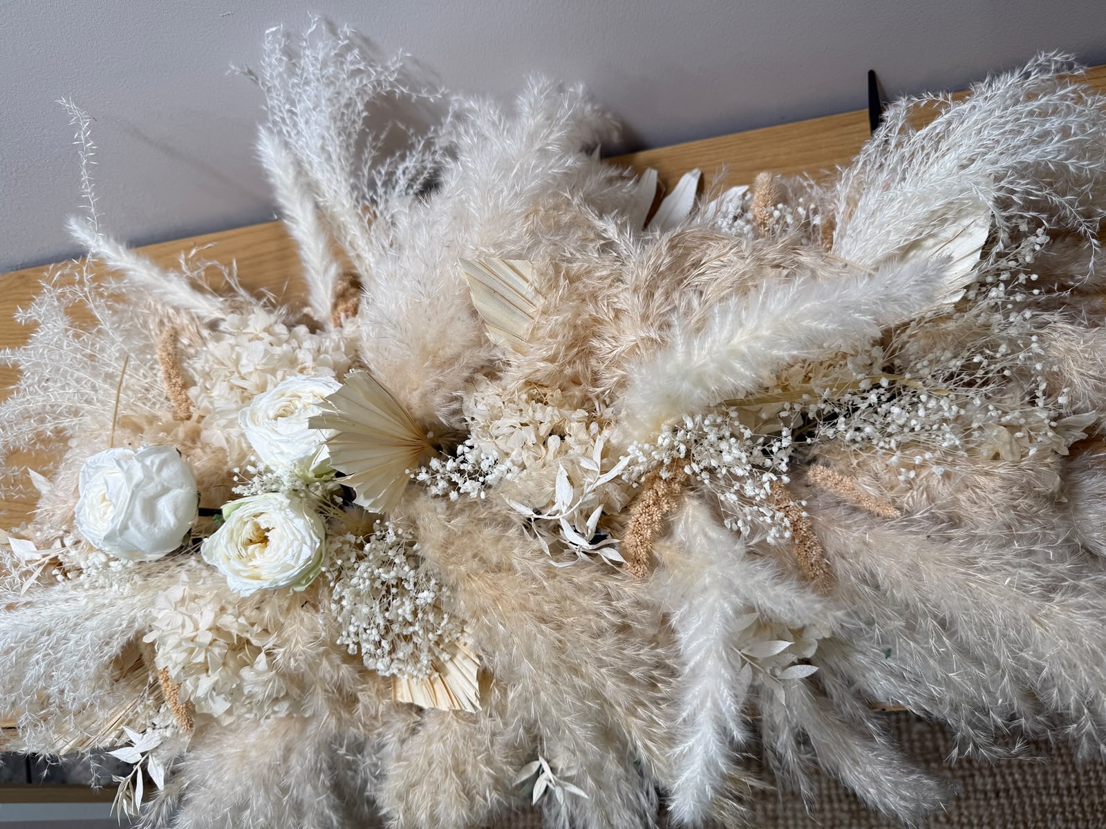Trockenblumengesteck Tisch Boho XXL creme - OUTLET