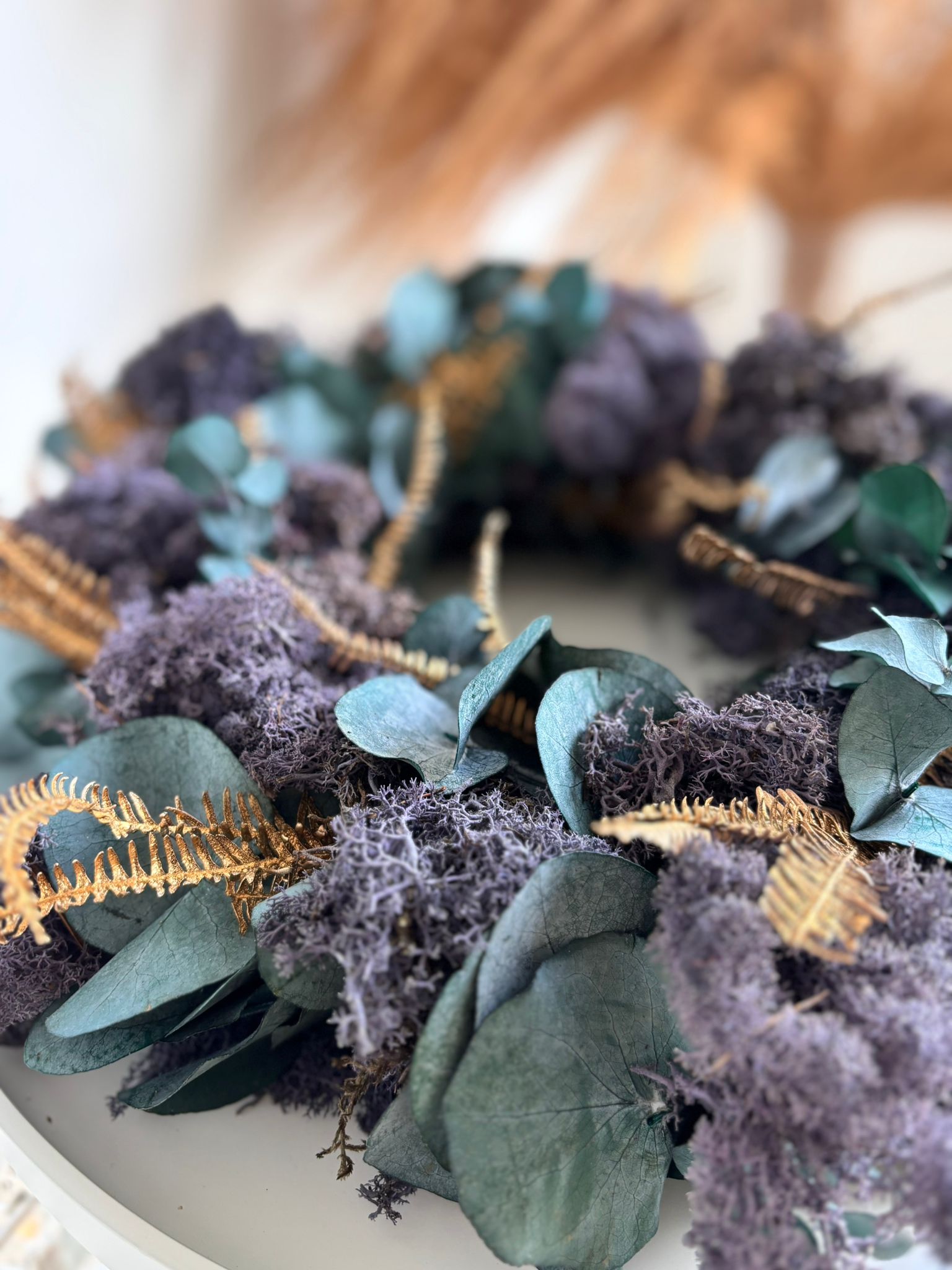 Adventskranz Reindeer Moos - lila gold