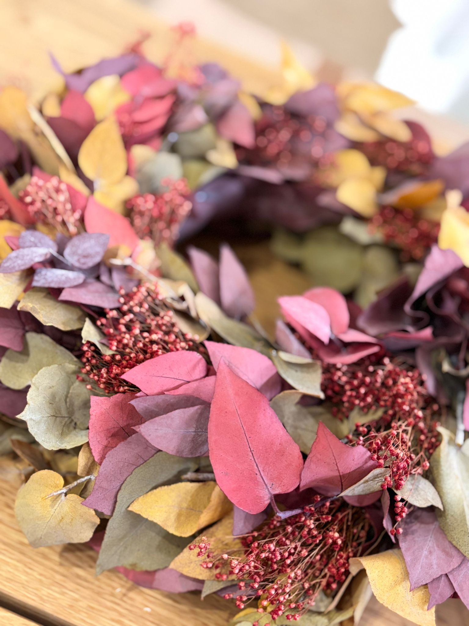 Advent wreath dried flowers “eucalyptus red”