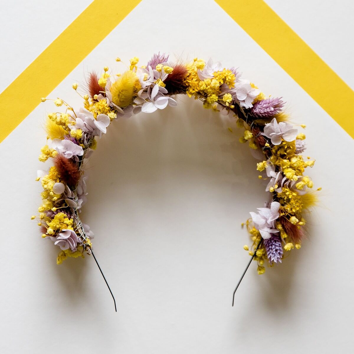 Haarreif Trockenblumen Gelb Braun Weiß – Lykke&You