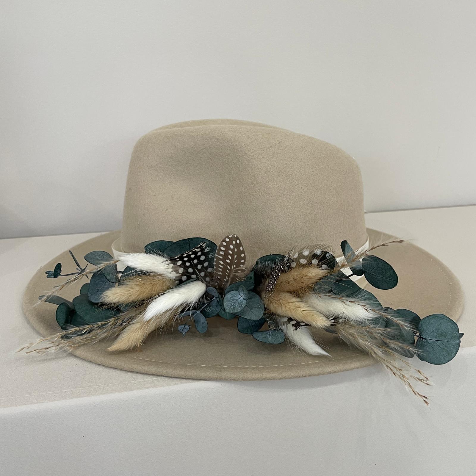 Hutband Trockenblumen grün Eukalyptus - Lykke&You GmbH