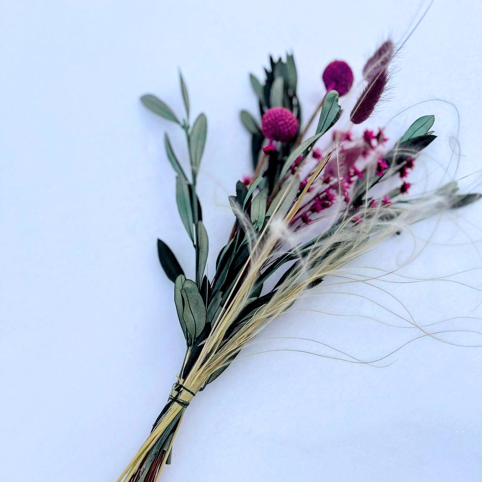 Mini Schneezauber: Trockenblumenstrauß aus Oliven und Glixia - Lykke&You GmbH