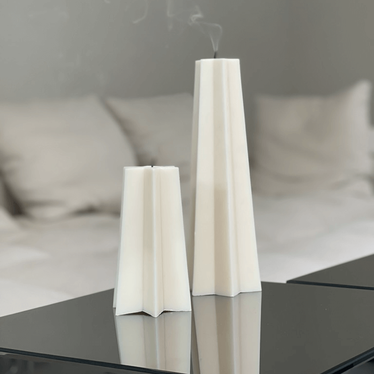 Cremeweiße Kerze Starlight aus 100% Rapswachs - 12 cm x 6 cm - Lykke&You GmbH