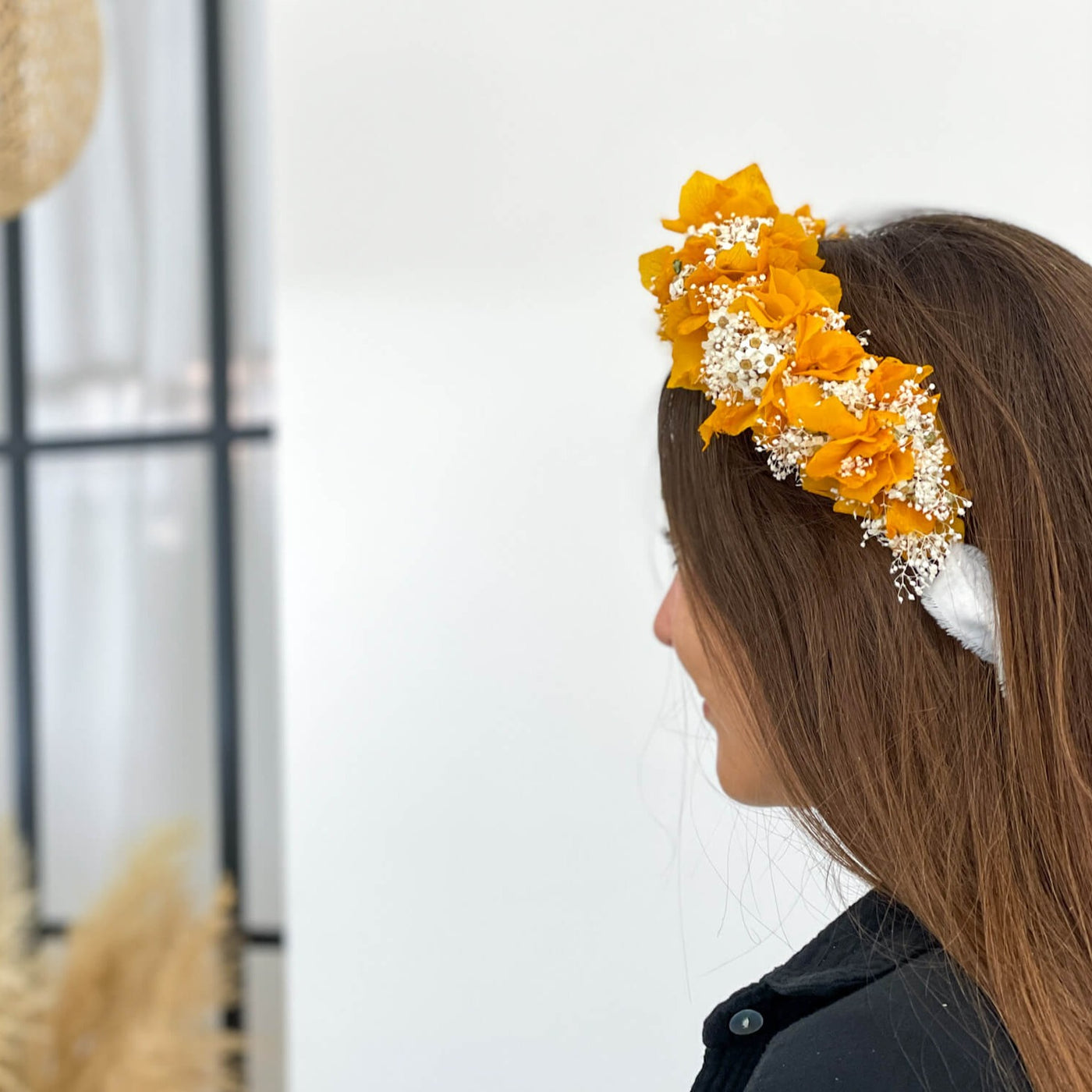Haarkranz Trockenblumen | weiß und terracotta | Flowercrown Hochzeit - Lykke&You