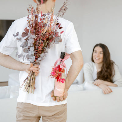 Trockenblumen Geschenktopper Weinflasche