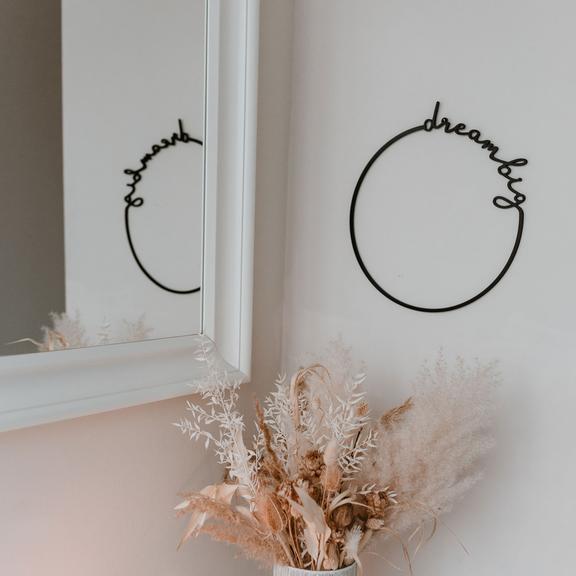 Eulenschnitt Holzkranz Dream Big | 31 cm | mit Trockenblumen - DIY