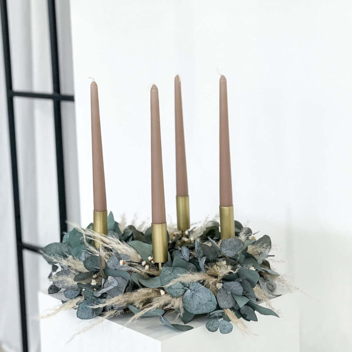 Adventskranz Eukalyptus Pampasgras Trockenblumen