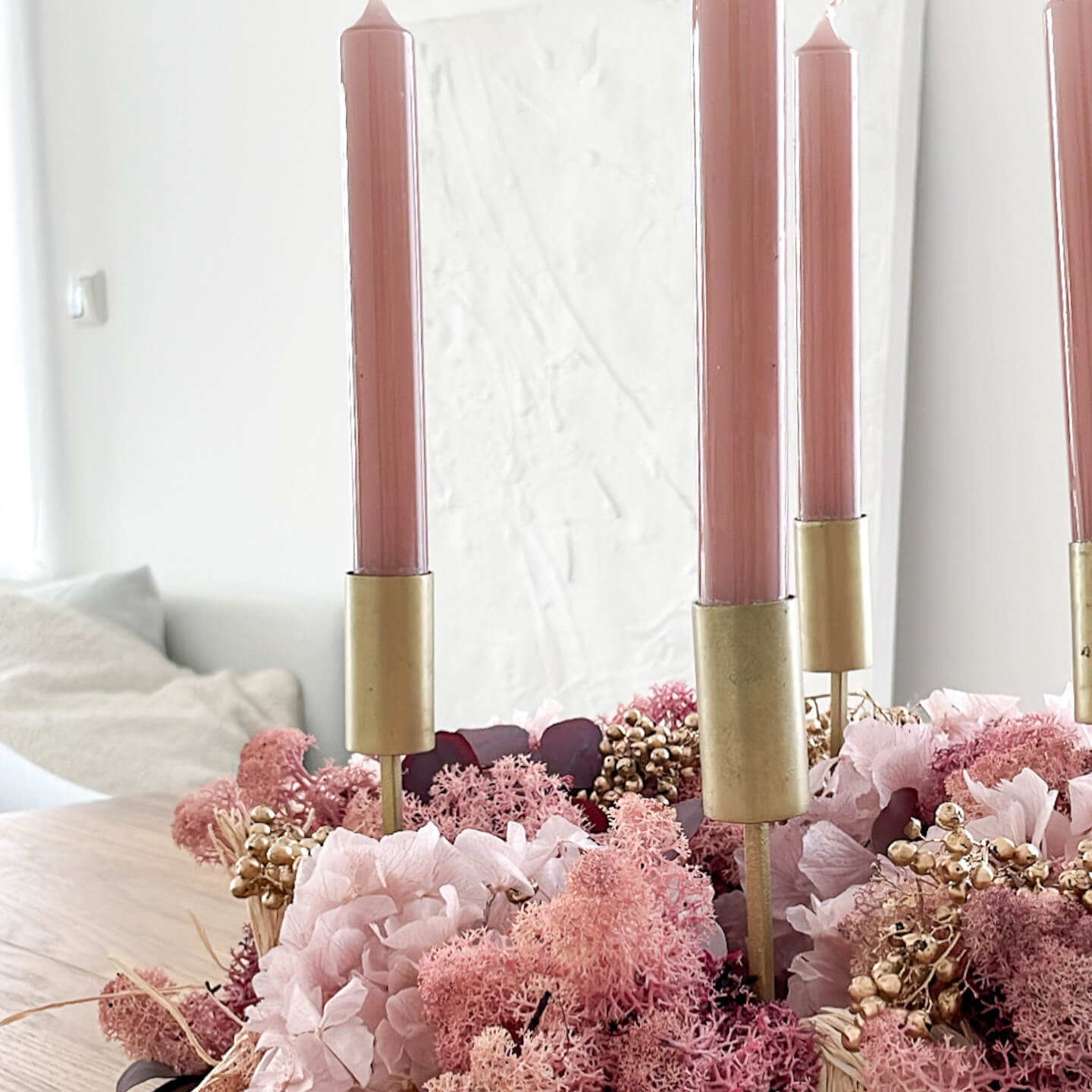 Adventskranz Trockenblumen Signature | ca 40 cm - Kränze - rosa