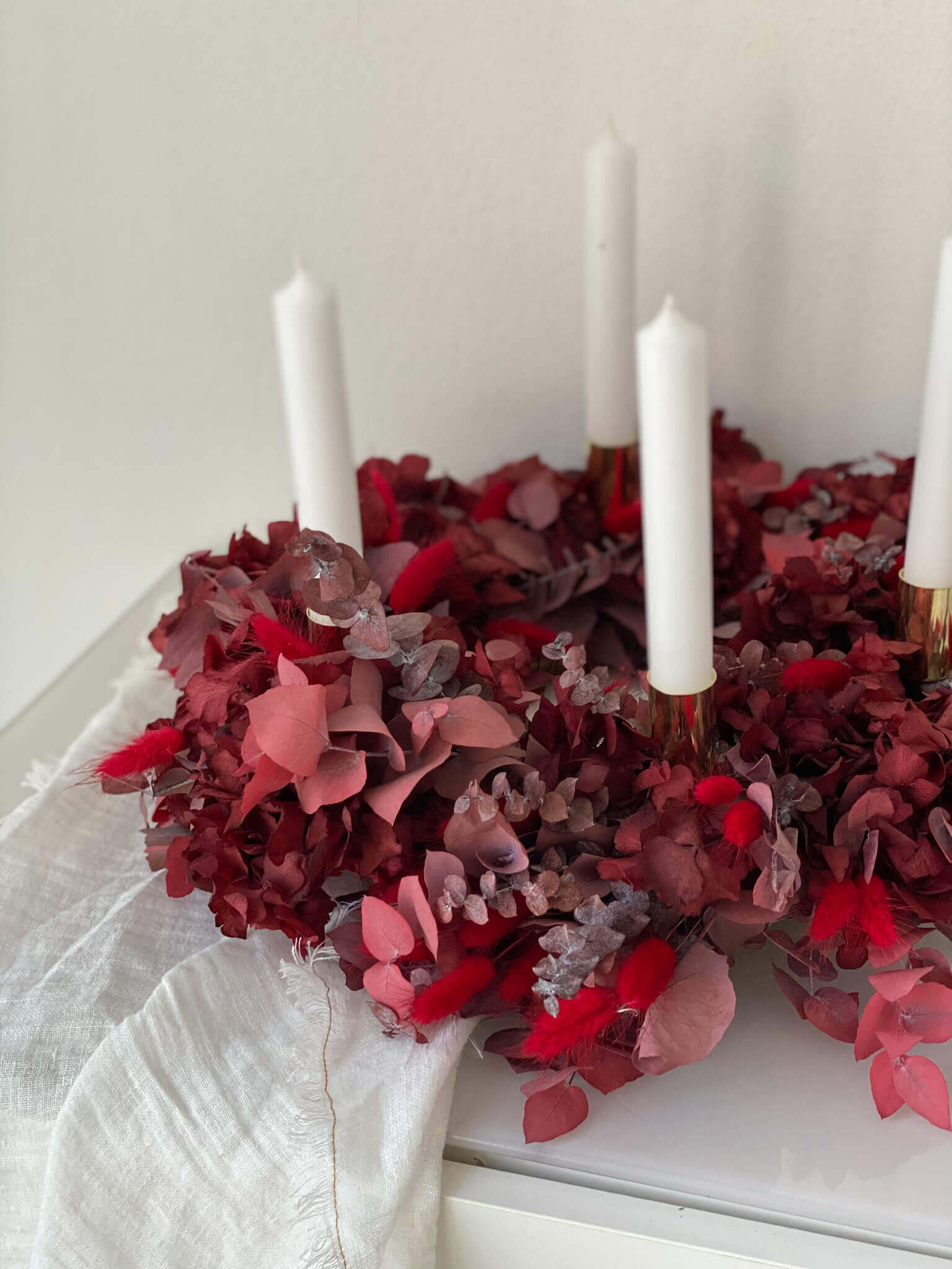 Adventskranz aus Trockenblumen | Rouge | 35-40 cm | opulent - Kränze