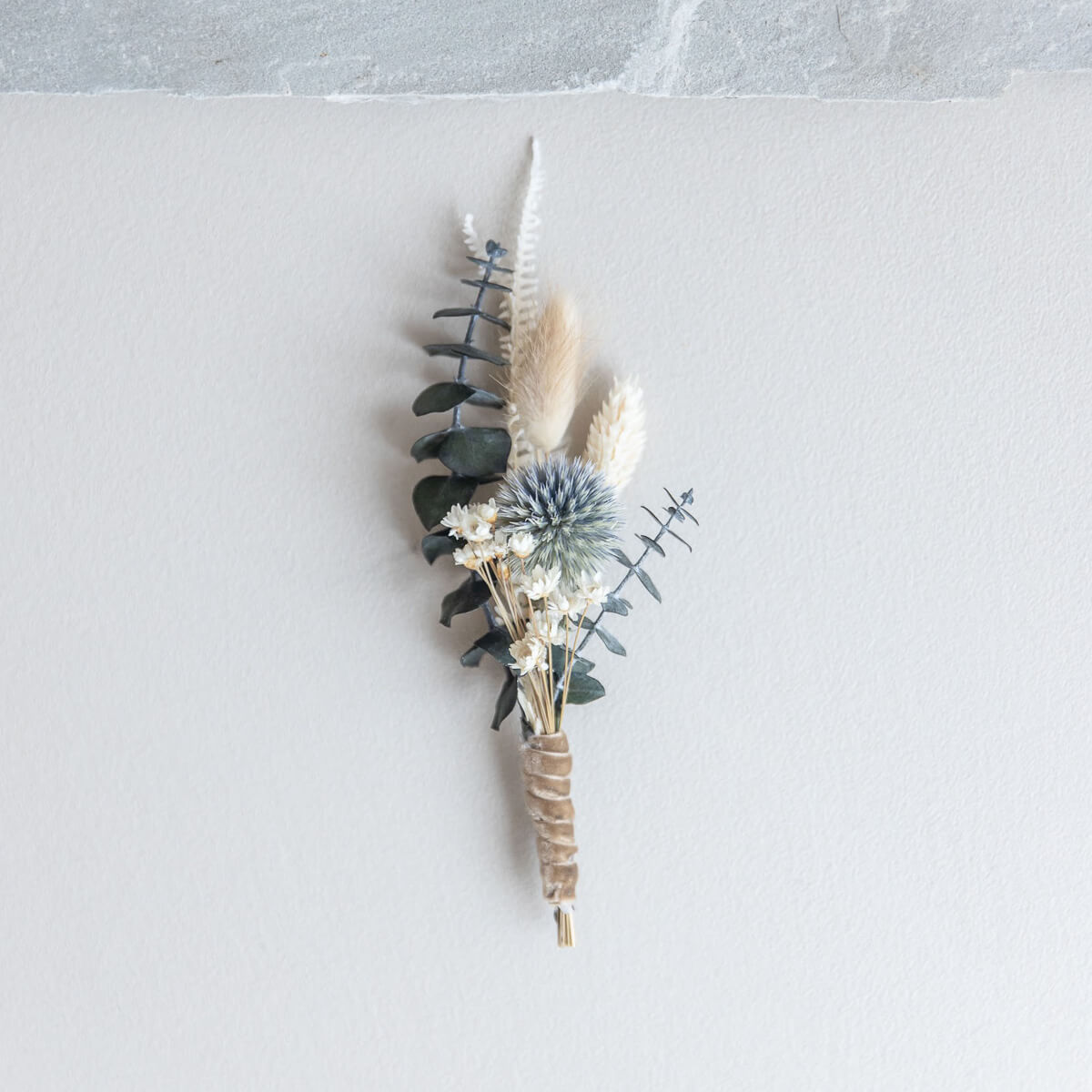 Anstecker Bräutigam I Trauzeuge I Trockenblumen Eukalyptus Kugeldistel - Lykke&You