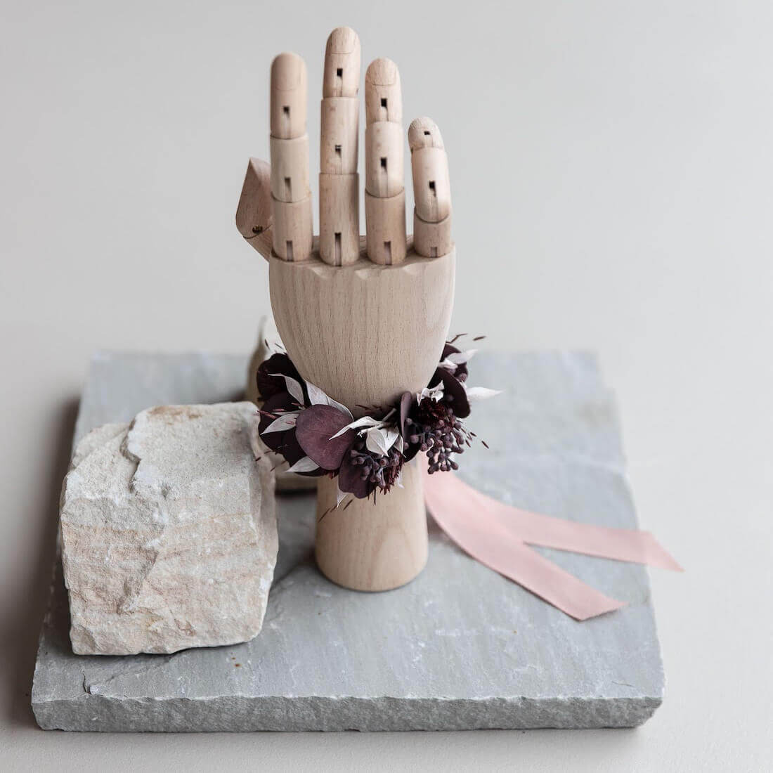 Armband Trockenblumen Eukalyptus bordeaux winterlich Outlet - Lykke&You GmbH