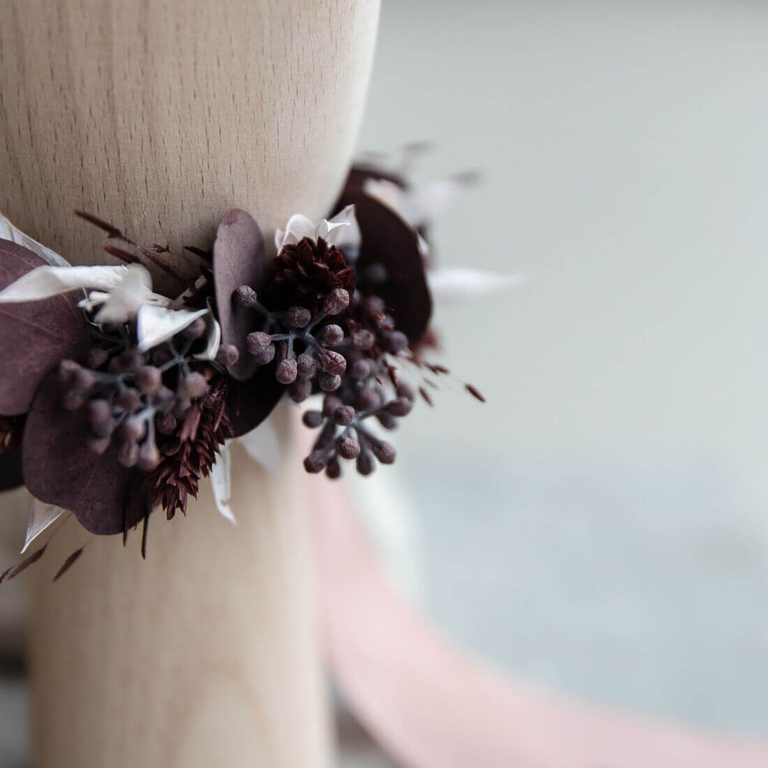 Armband Trockenblumen Eukalyptus bordeaux winterlich Outlet - Lykke&You GmbH