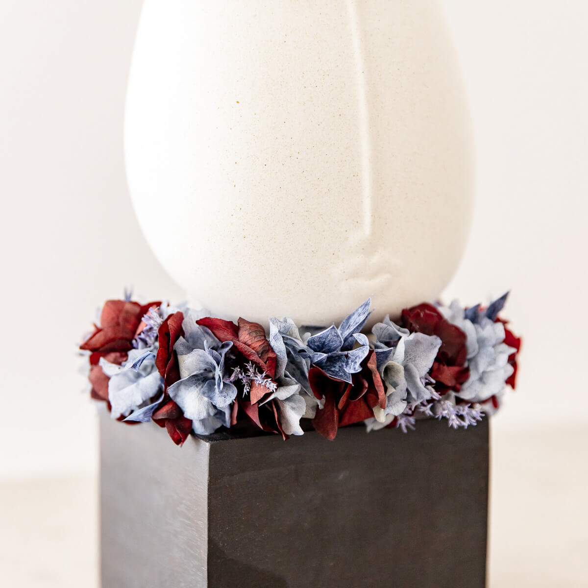 Haarreif Trockenblumen Hortensie blau rot - Lykke&You GmbH