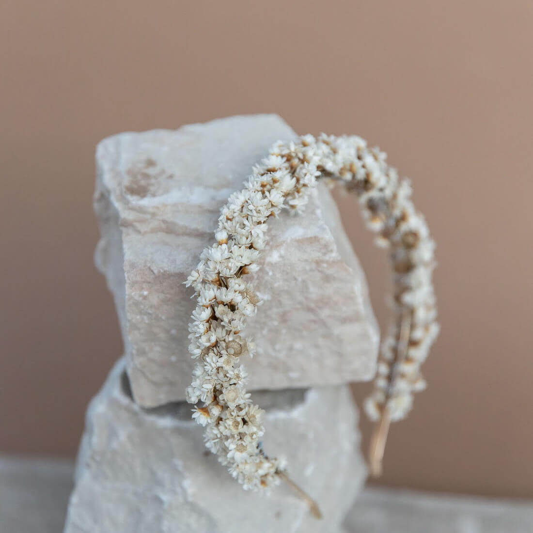 Haarreif Trockenblumen Glixia weiß für Hochzeit und Blumenkinder - Lykke&You - weiß