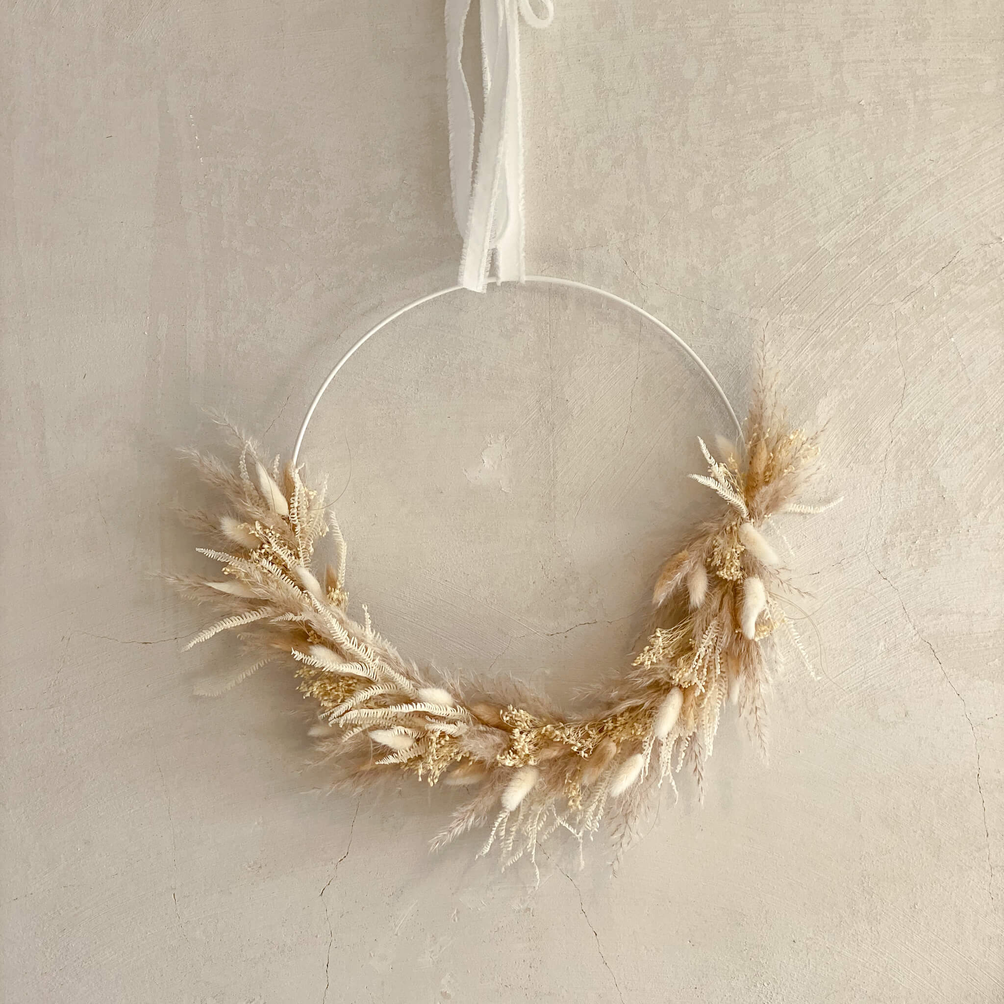 Trockenblumenkranz Pampasgras I 35 cm Ring weiß I Boho Heaven - Lykke&You