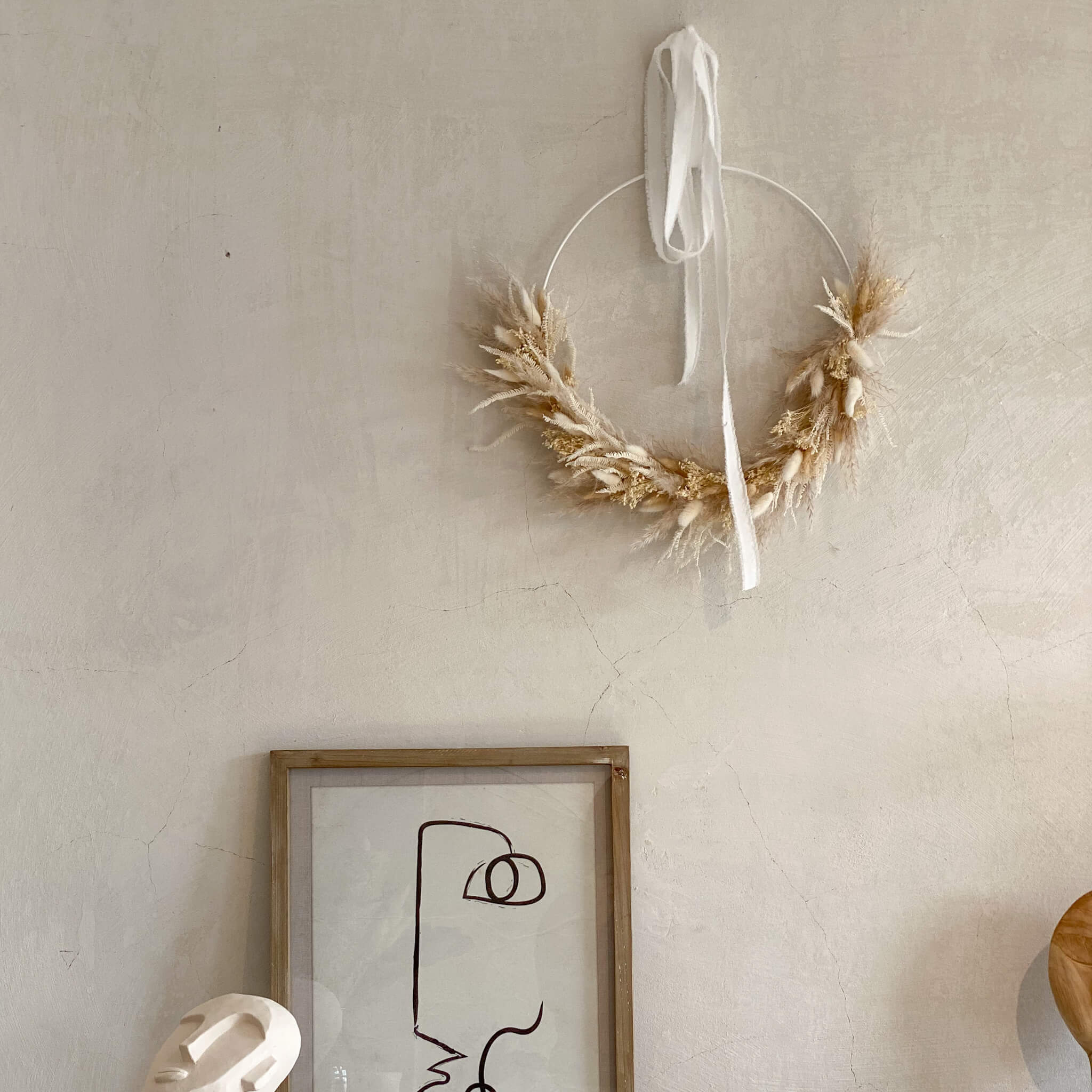 Trockenblumenkranz Pampasgras I 35 cm Ring weiß I Boho Heaven - Lykke&You