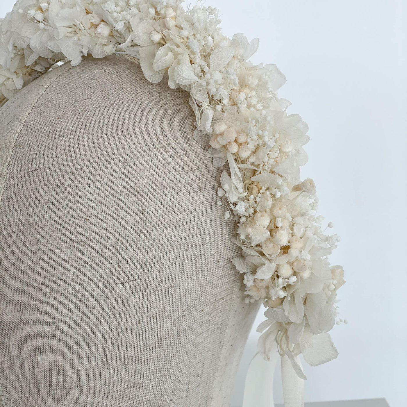 Haarkranz Trockenblumen Hortensie | weiß | Flowercrown Hochzeit, Blumenmädchen - Lykke&You