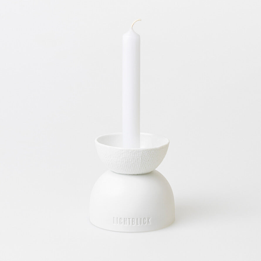 RÄDER Elegant candle holder design – White porcelain with relief and embossing