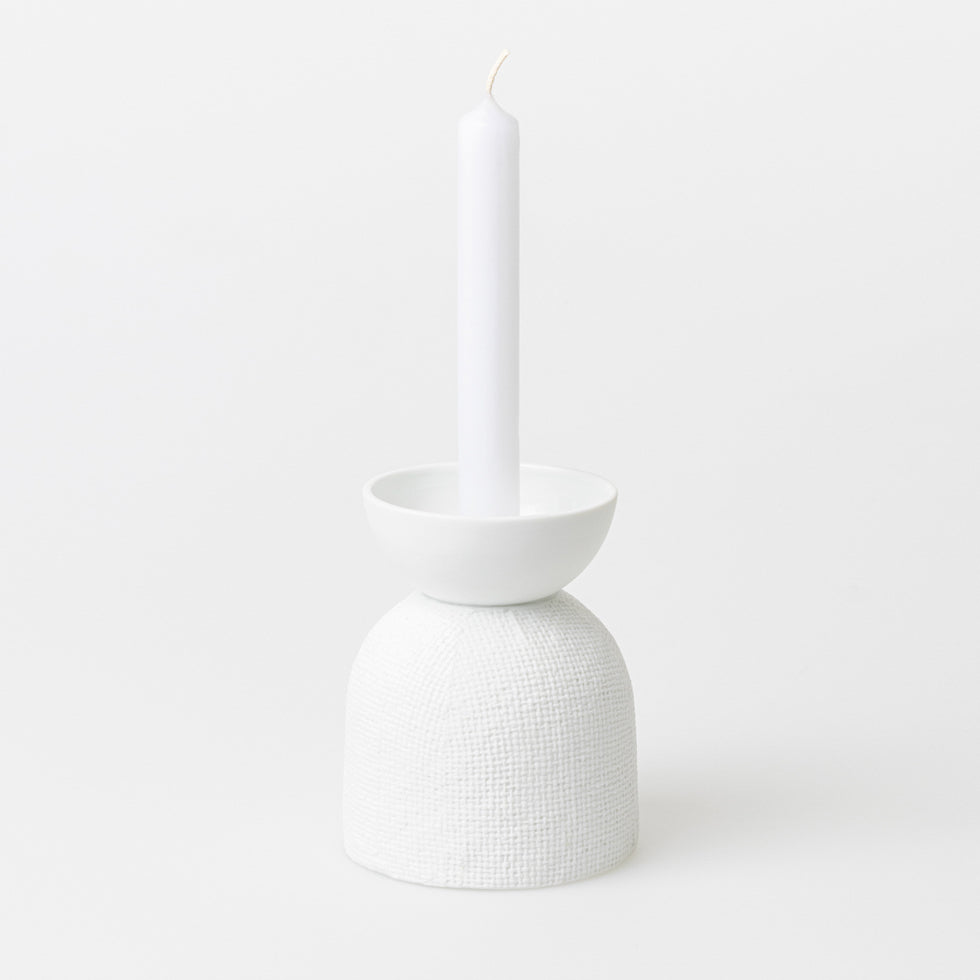 RÄDER Elegant candle holder design – white porcelain with relief and embossing