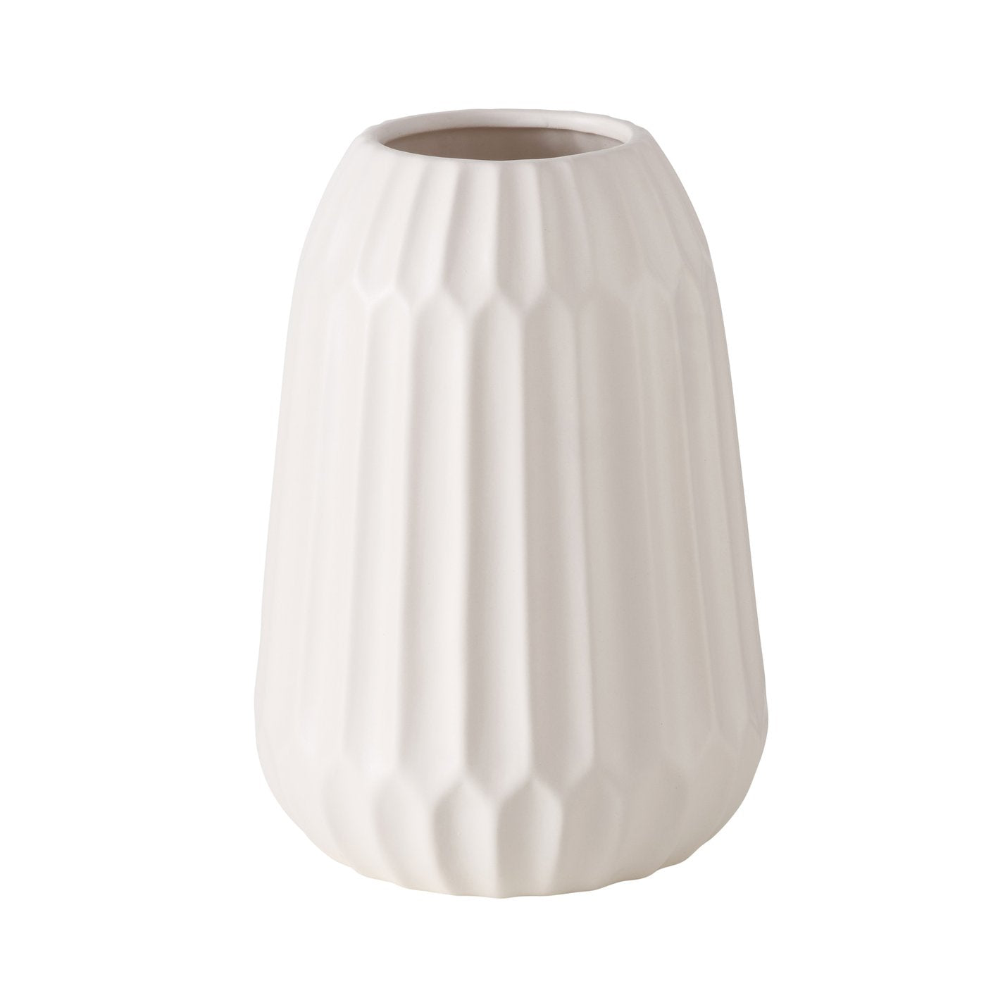 Handgearbeitete Vase aus Steingut – Zeitlose Eleganz in Beige und Weiß