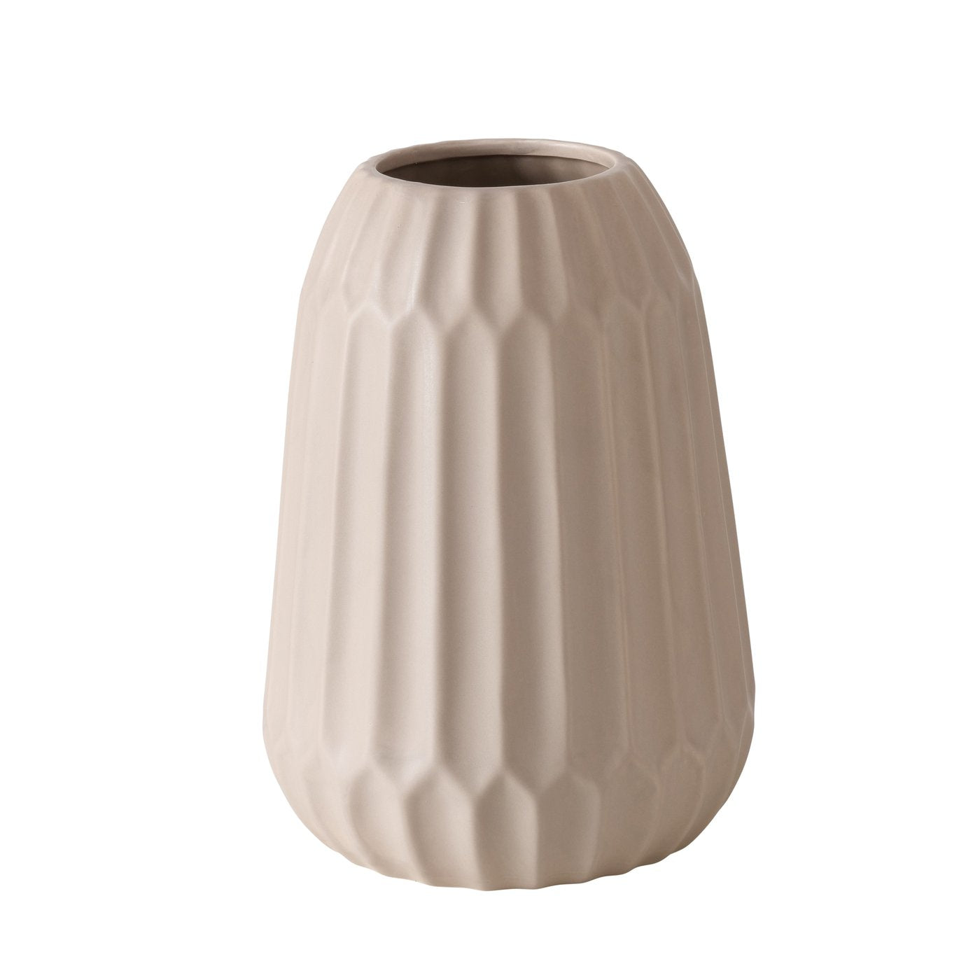 Handgearbeitete Vase aus Steingut – Zeitlose Eleganz in Beige und Weiß