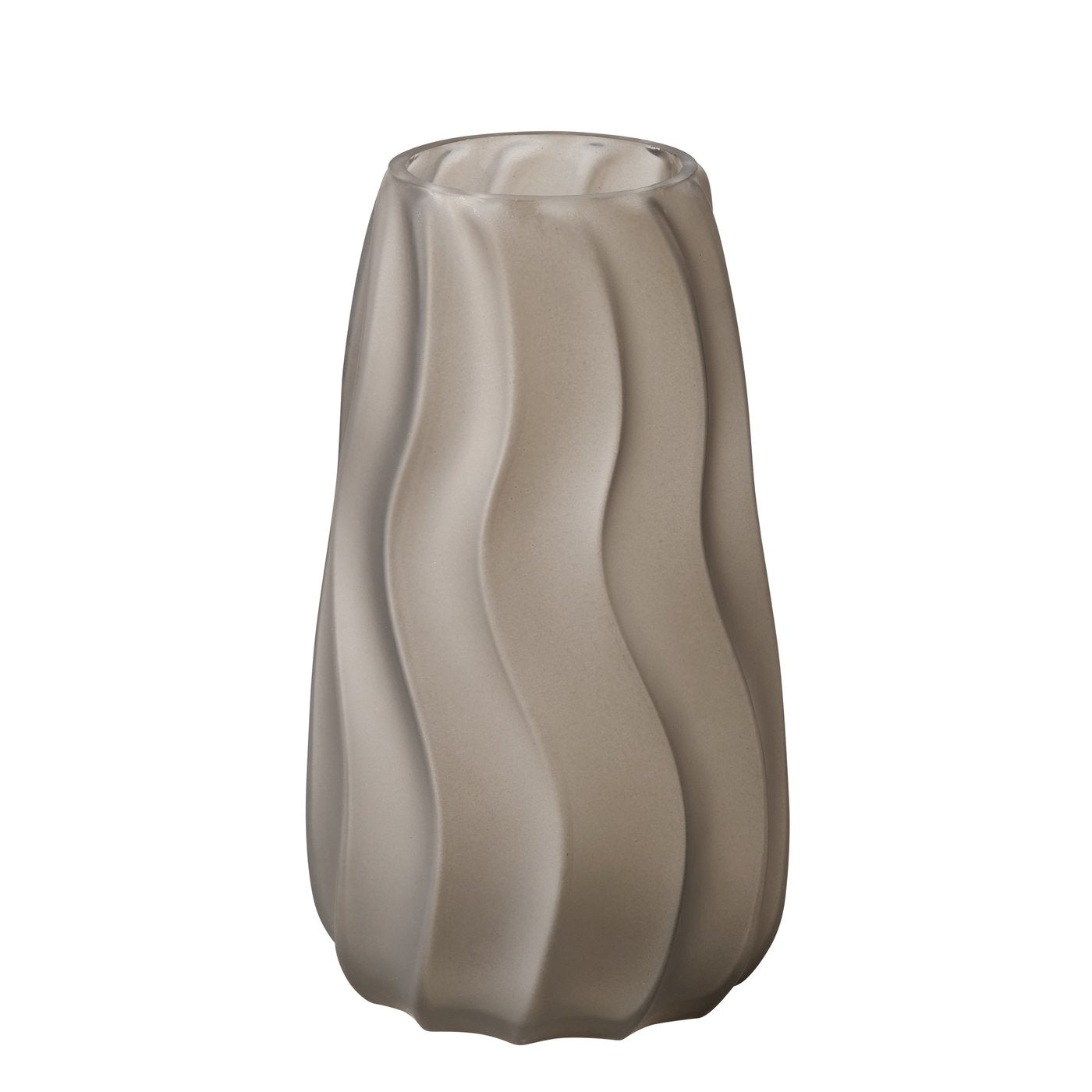 Organic glass vase in matt grey – modern design with a natural shape