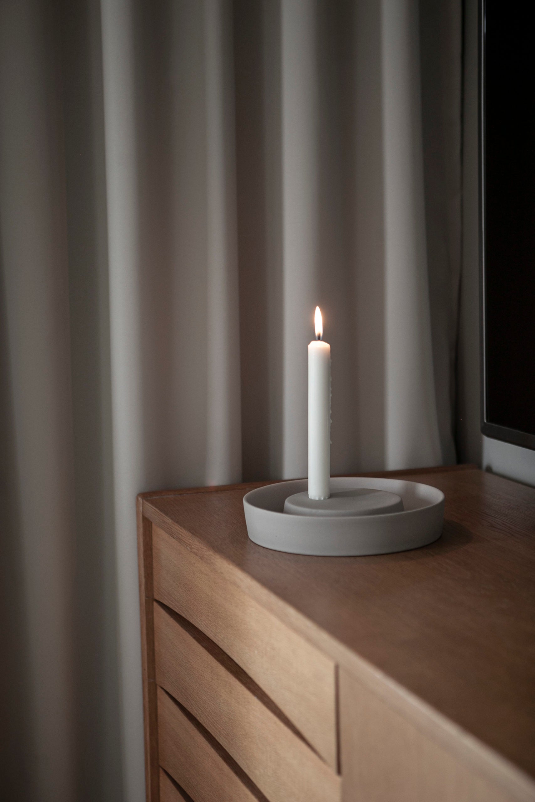 VALLTORP candle holder grey Large