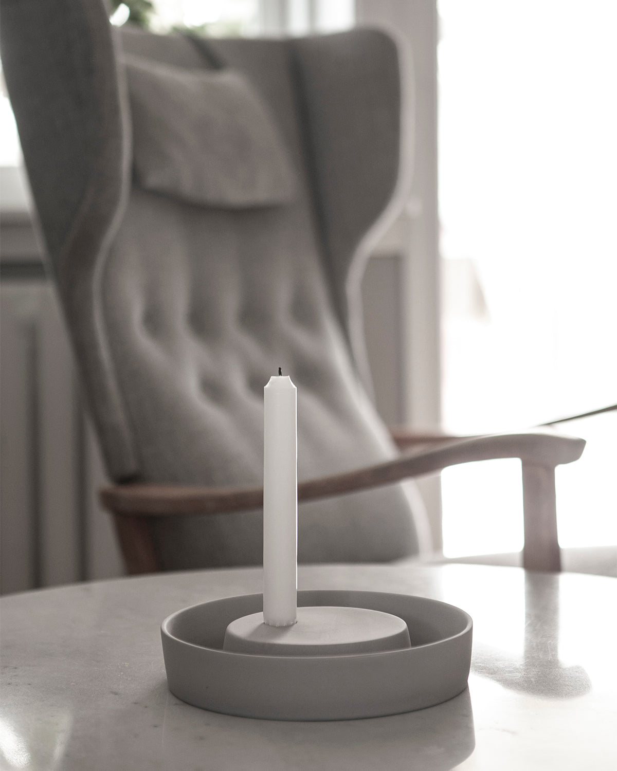 VALLTORP candle holder grey Large