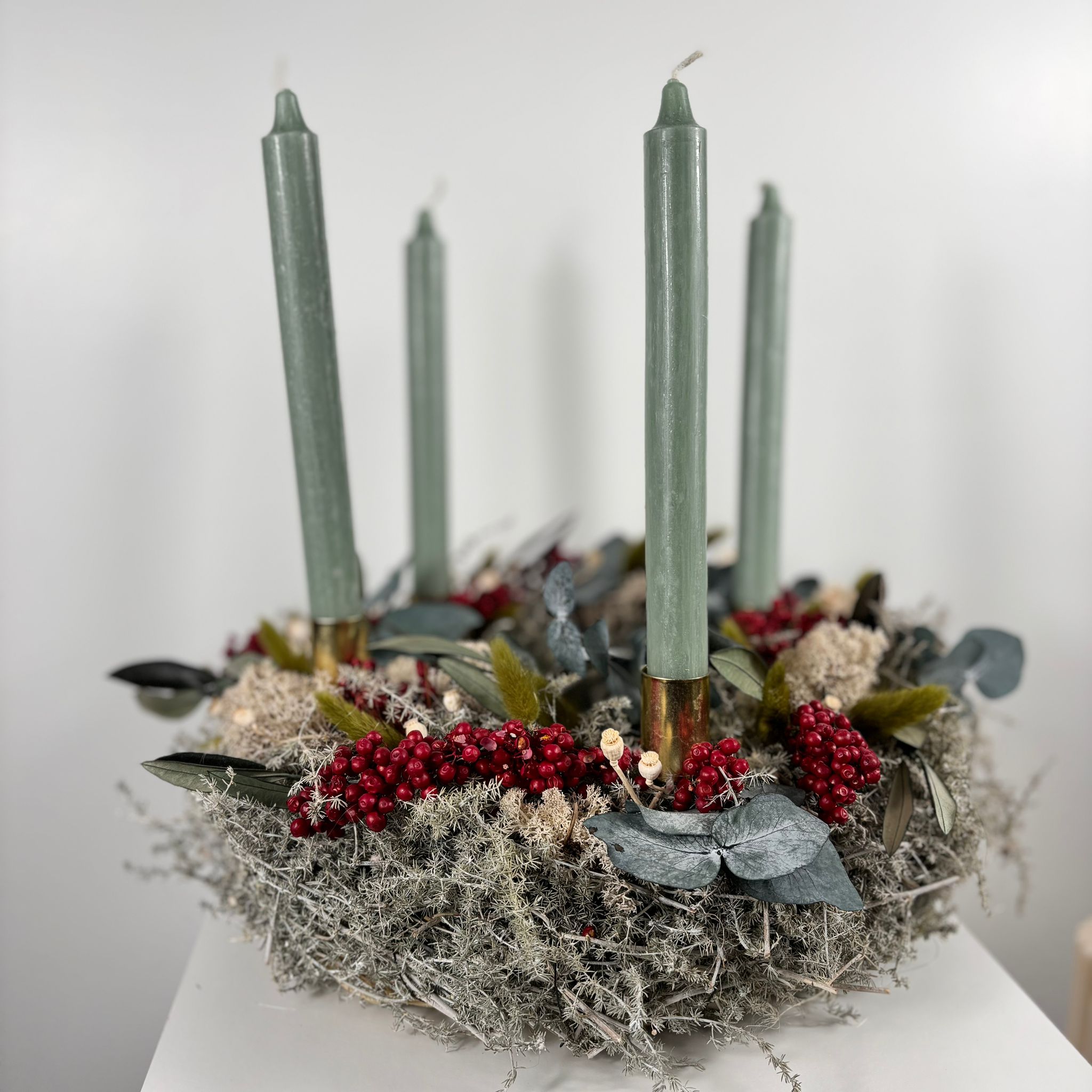 Advent wreath Asparagus gray classic