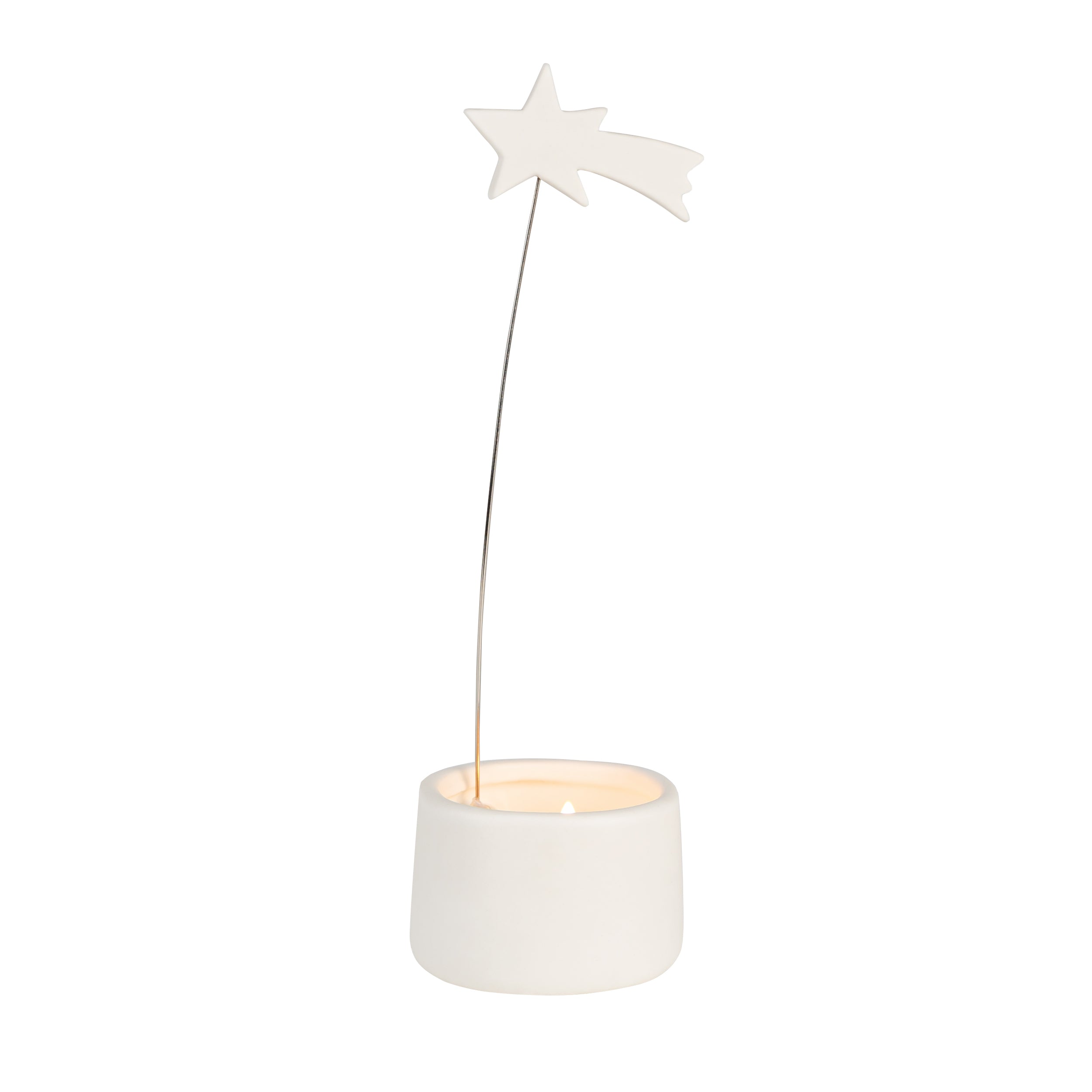 RÄDER tealight holder “Wishlight” shooting star – magical atmosphere made of white porcelain