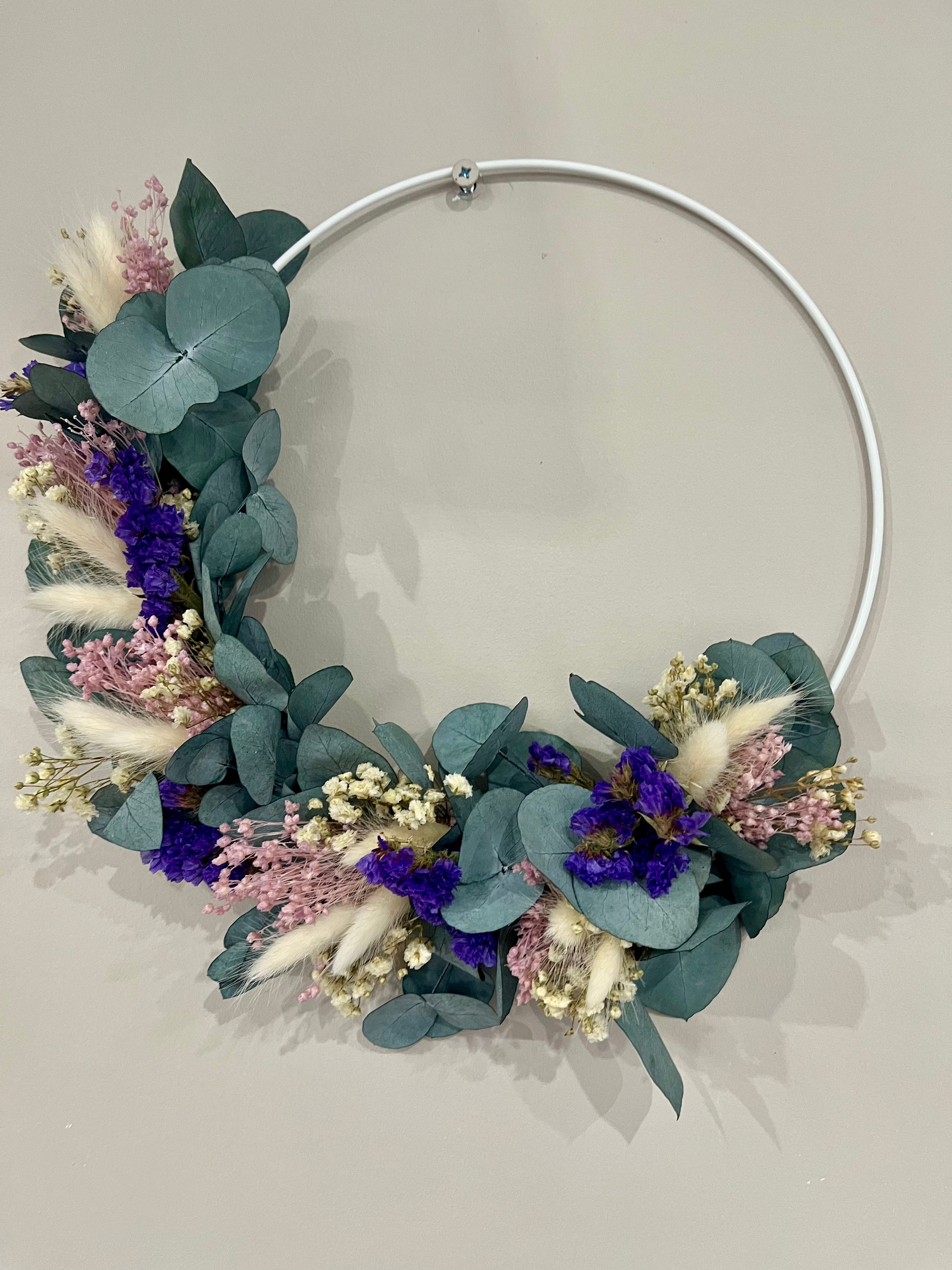 Dried flower wreath olive lavender mix