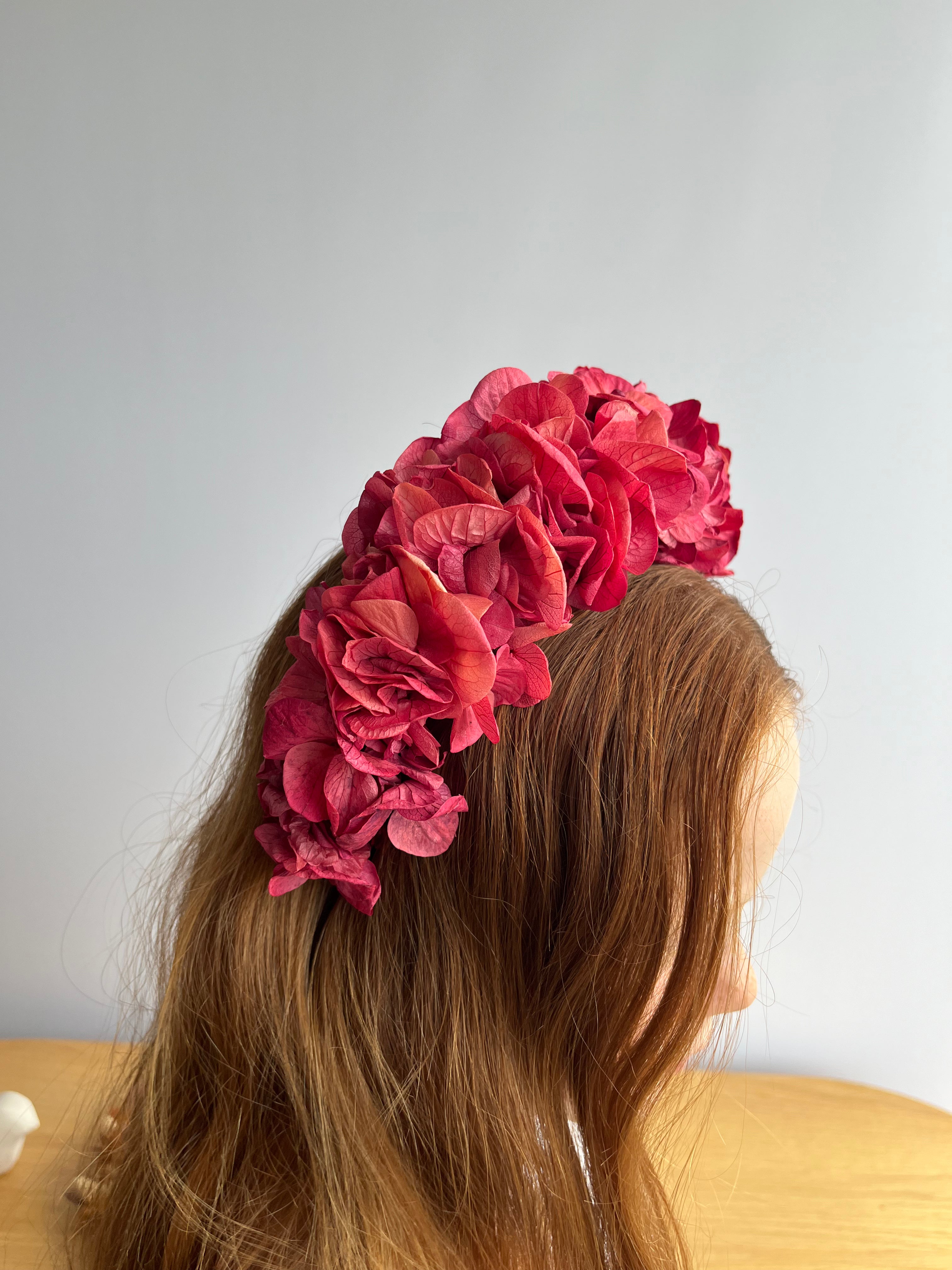 Headband Dried Flowers Hydrangea Pink