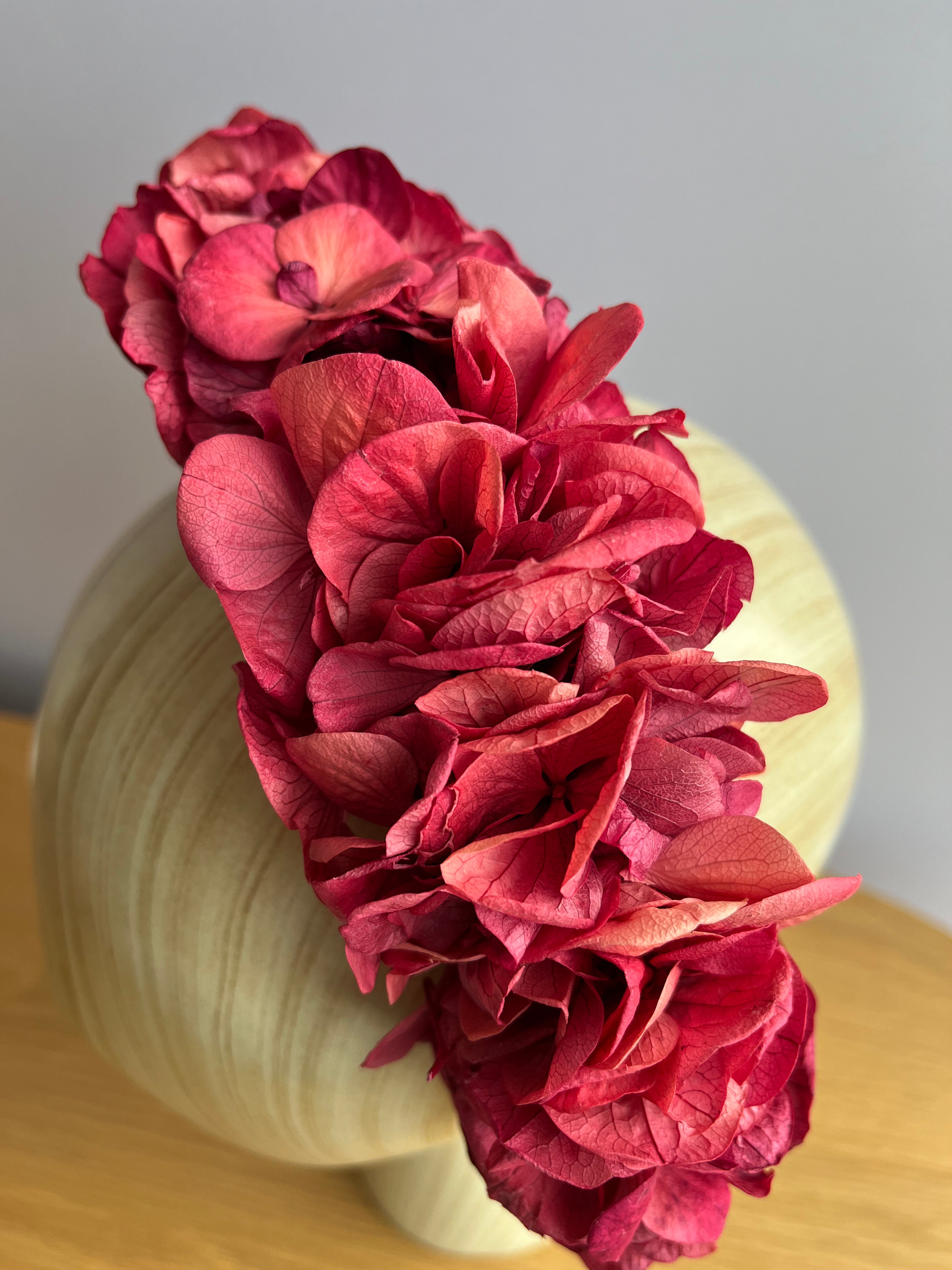 Headband Dried Flowers Hydrangea Pink