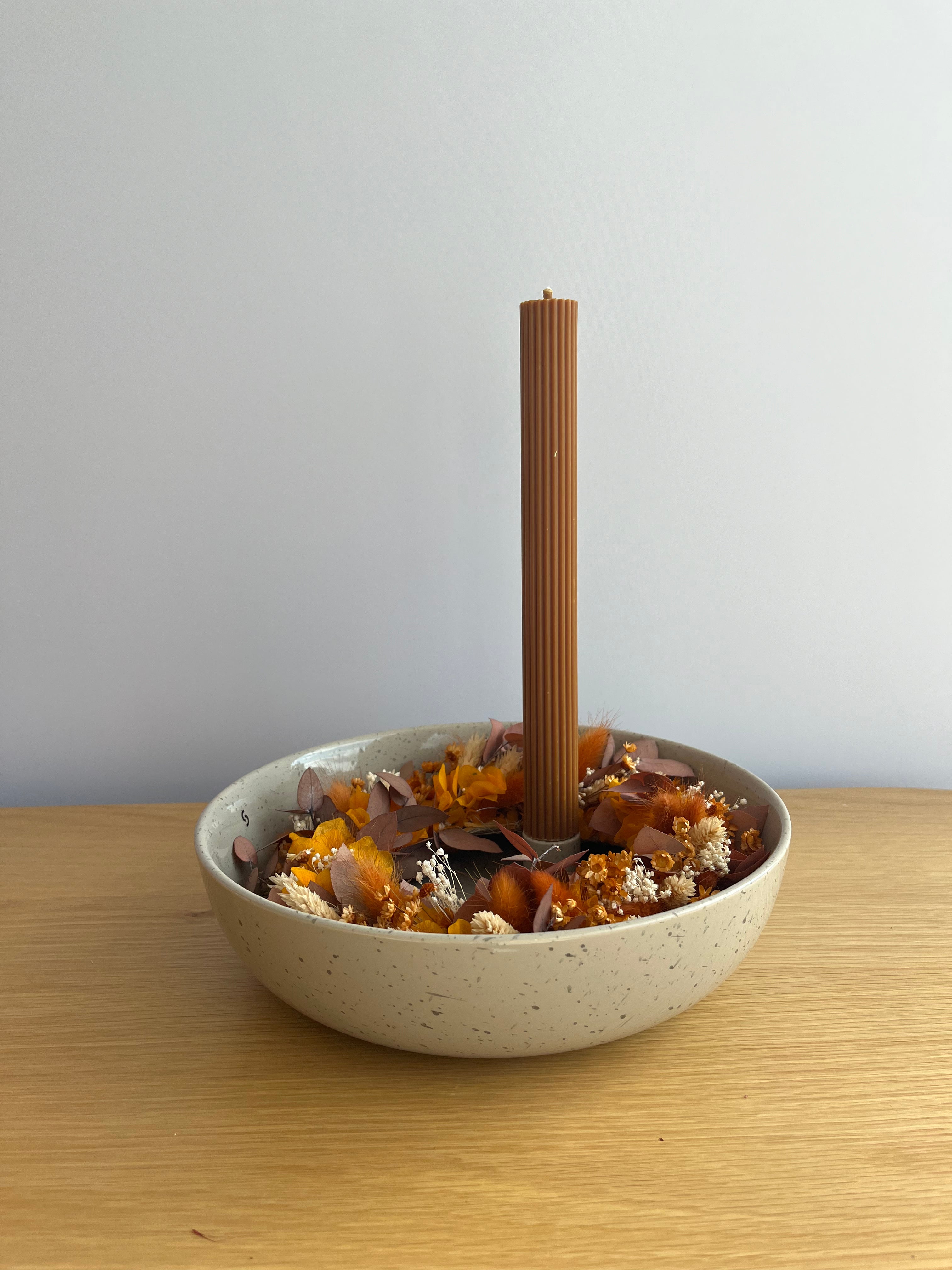 dried flower wreath in autumnal orange