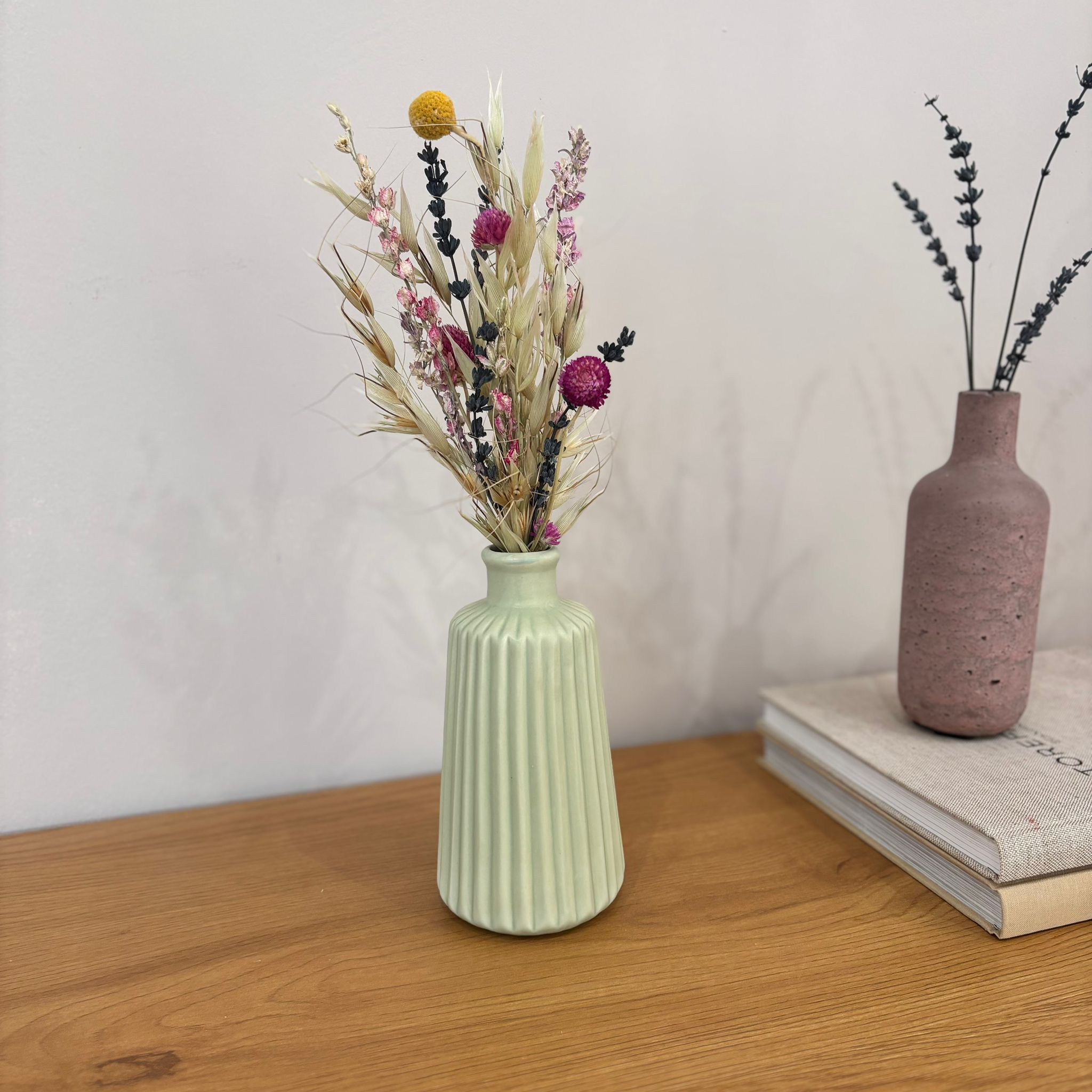 Wiesenglück Mini - Natürlicher Trockenblumenstrauß in beige-rosa