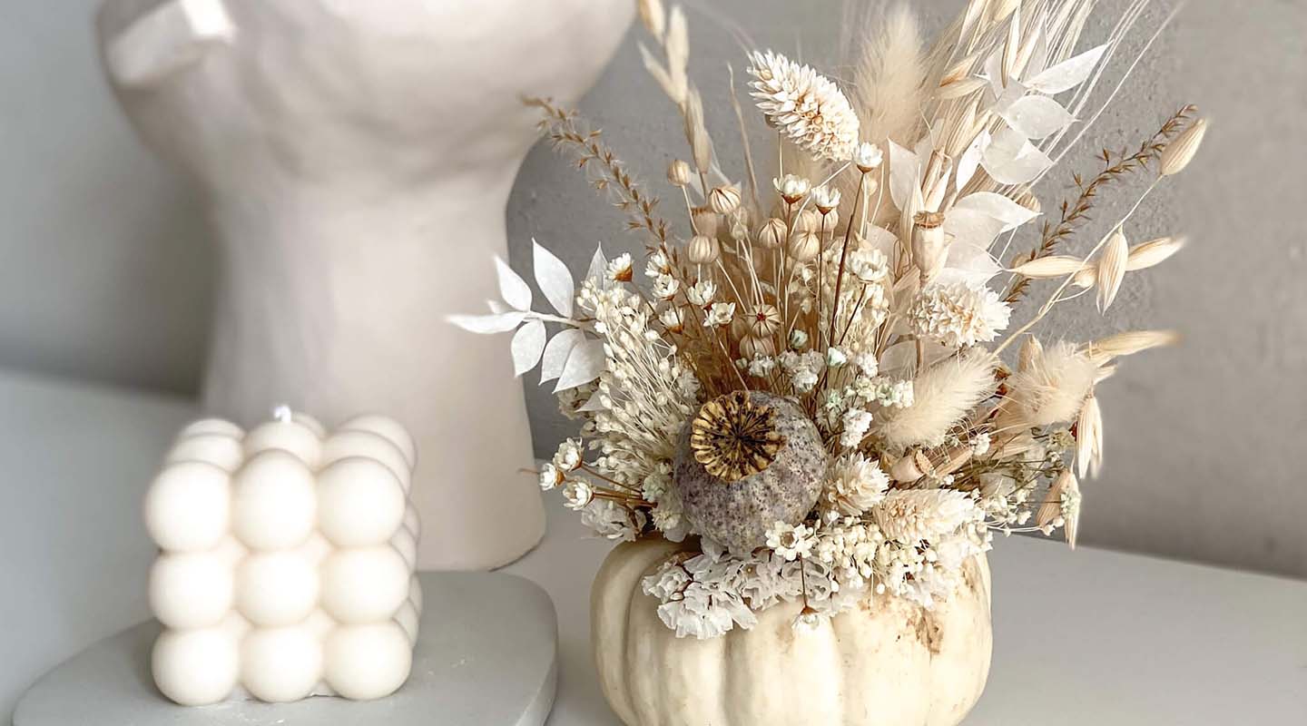 Trockenblumen Kürbis Set