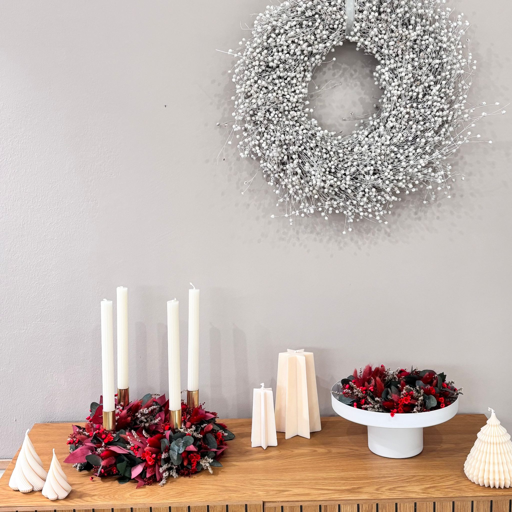 Adventskranz "Eukalyptus Joy" in rot und grün