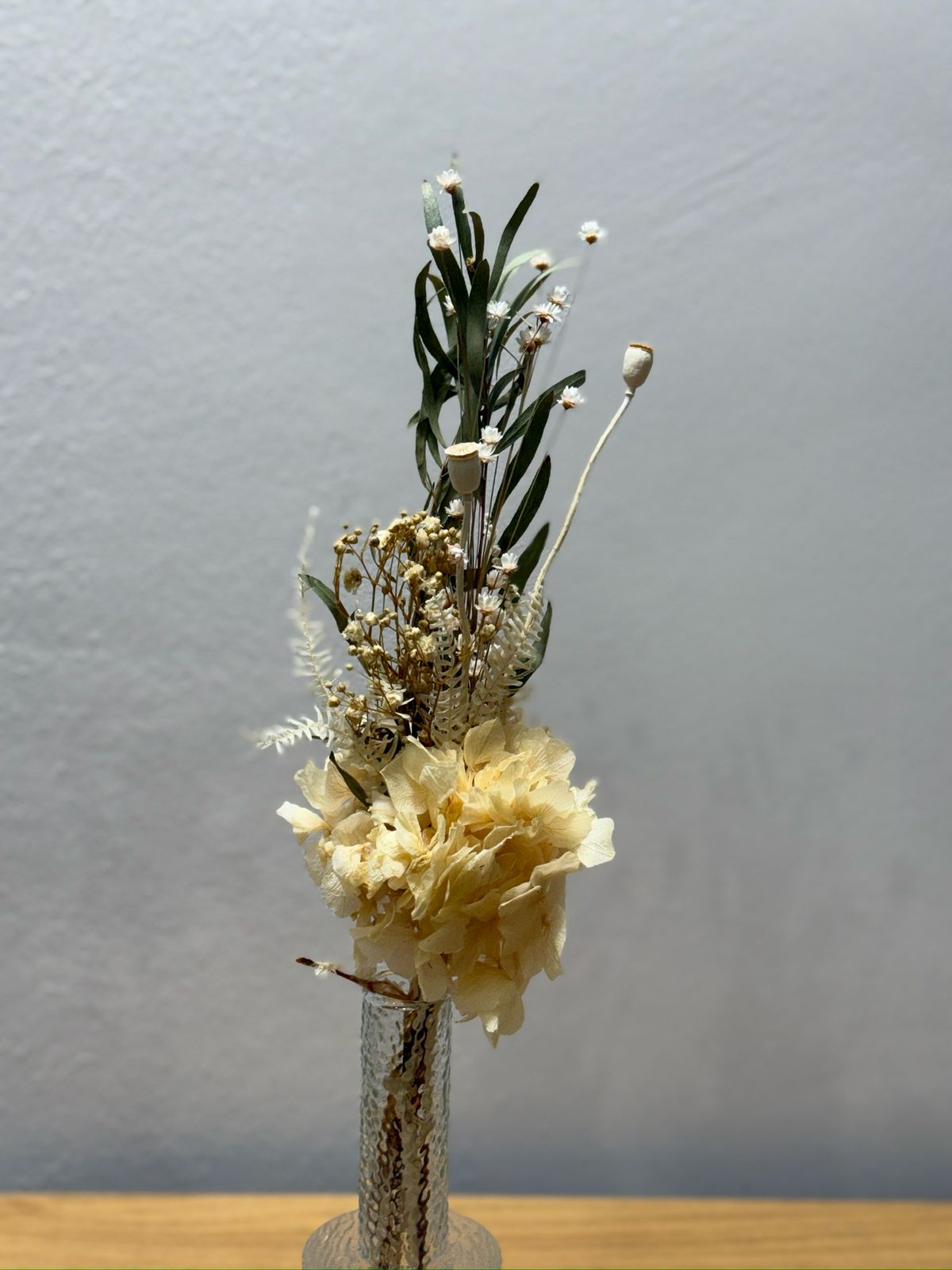 Trockenblumen Mini Strauß apricot mit Hortensie - Outlet