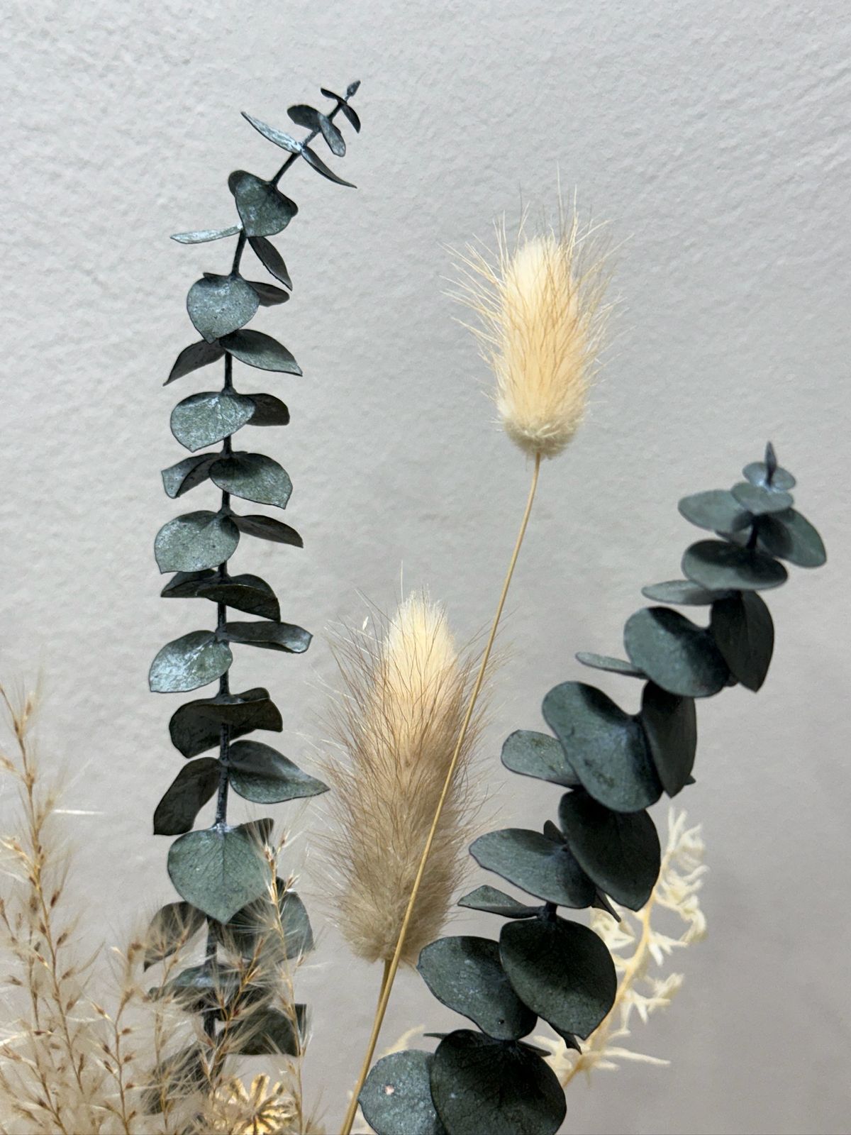 Trockenblumen Mini Strauß Eukalyptus Boho Distel weiß - Outlet