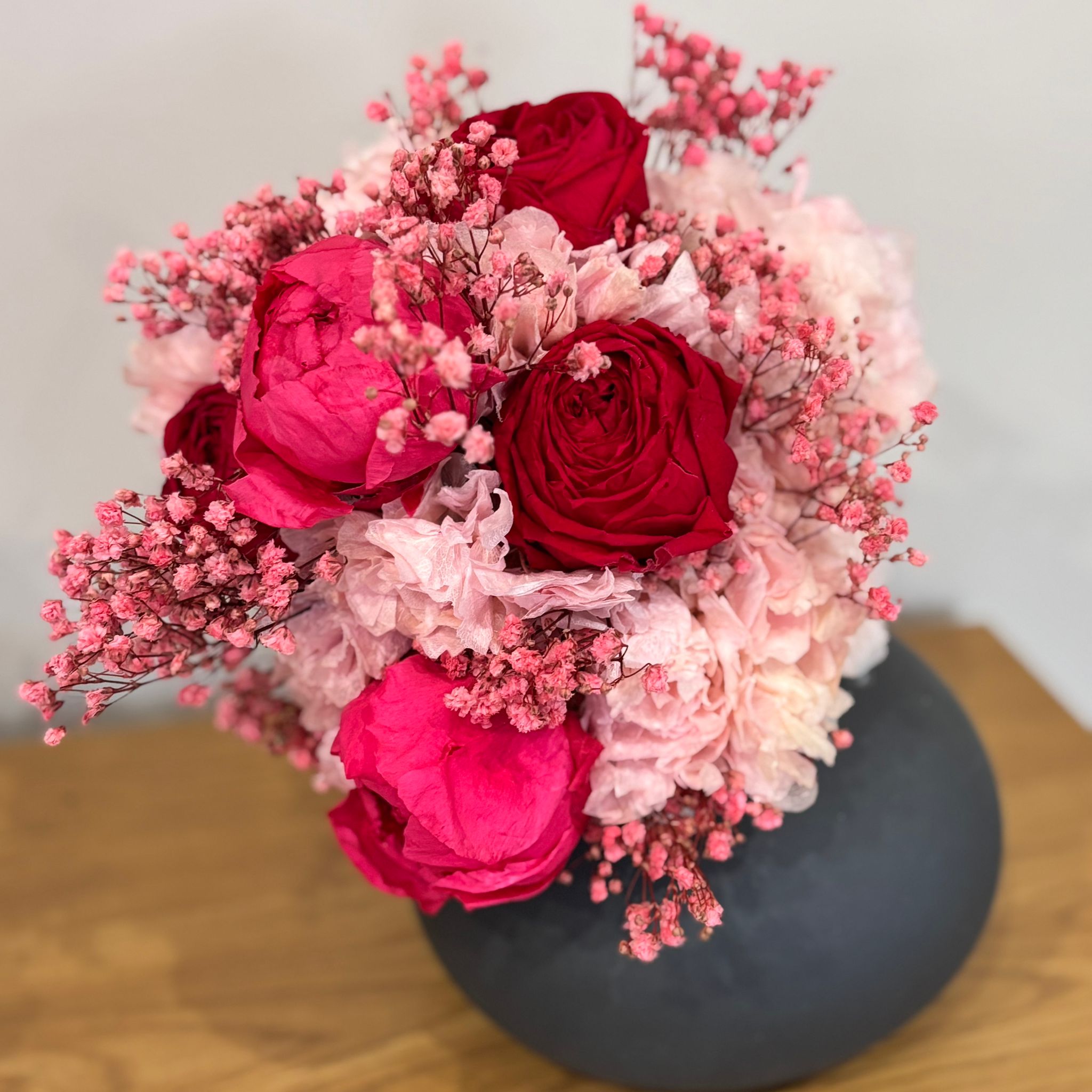 Pink LOVE: Brautstrauß Trockenblumen in pink rosa