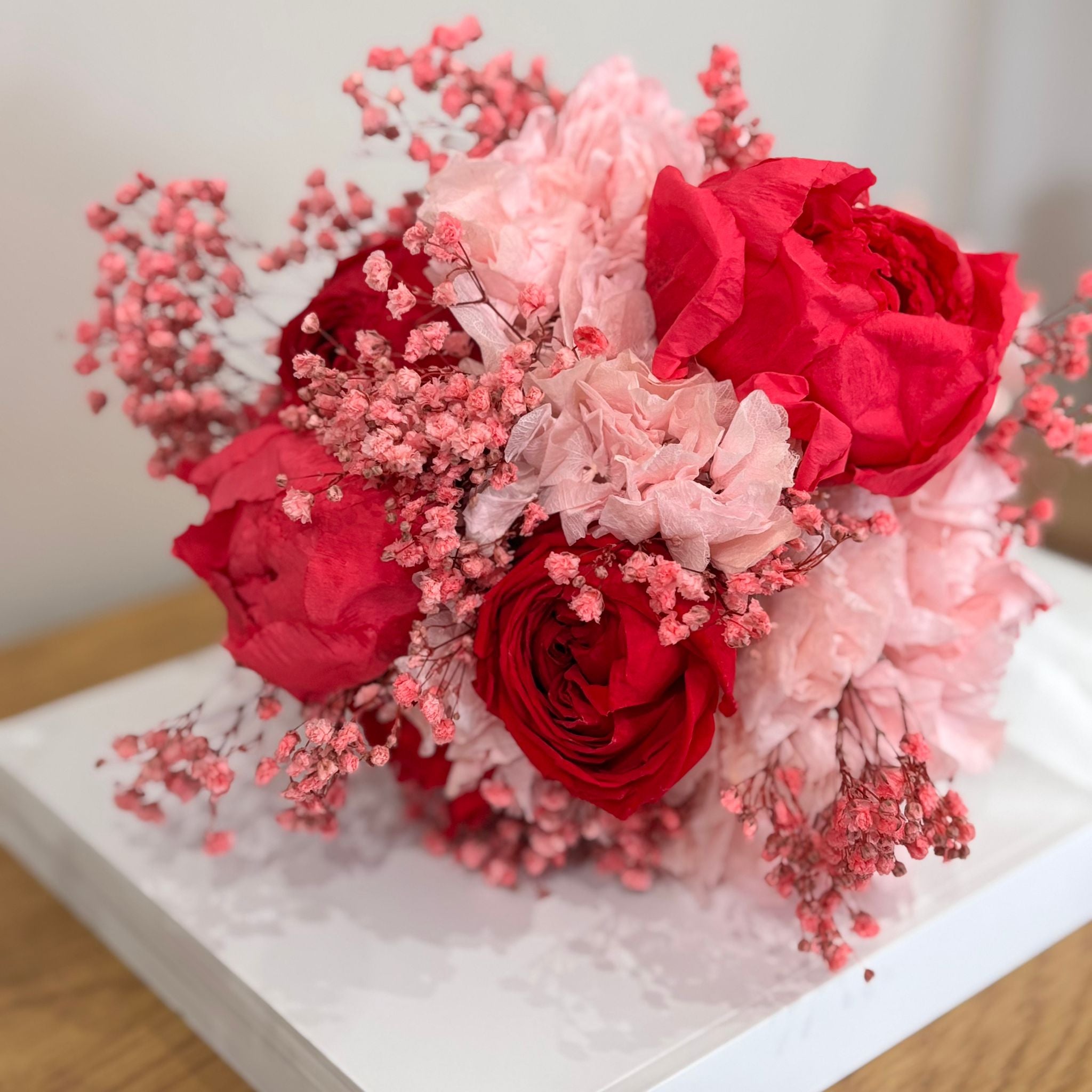 Pink LOVE: Brautstrauß Trockenblumen in pink rosa