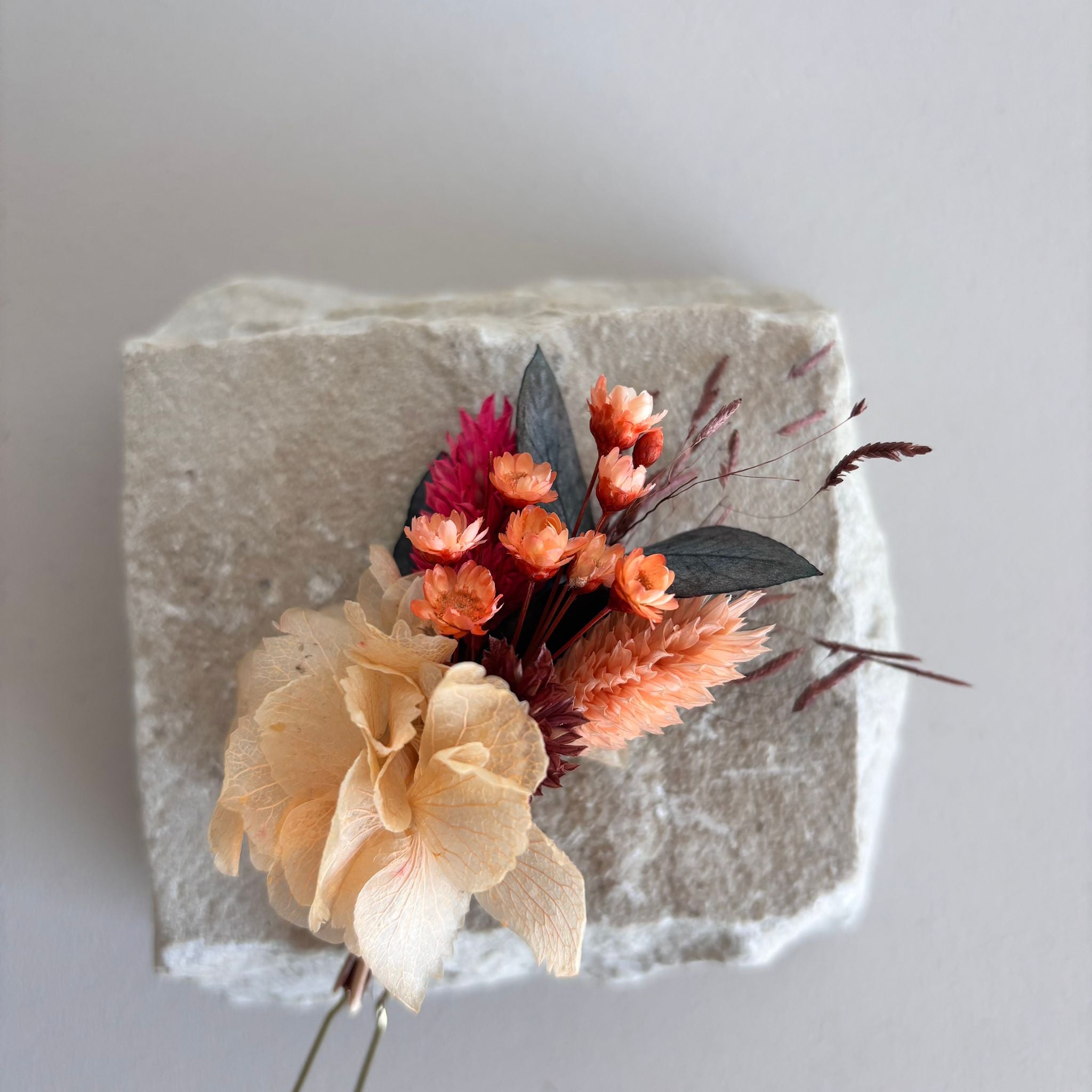 Haarnadel Trockenblumen Hortensie apricot rosa - OUTLET