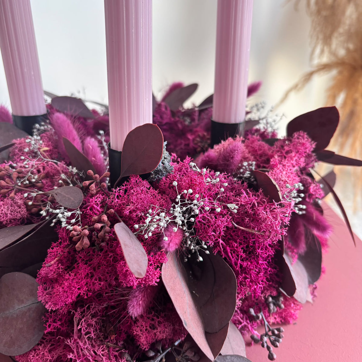Adventskranz Berryfrost in Bordeaux & Himbeerpink